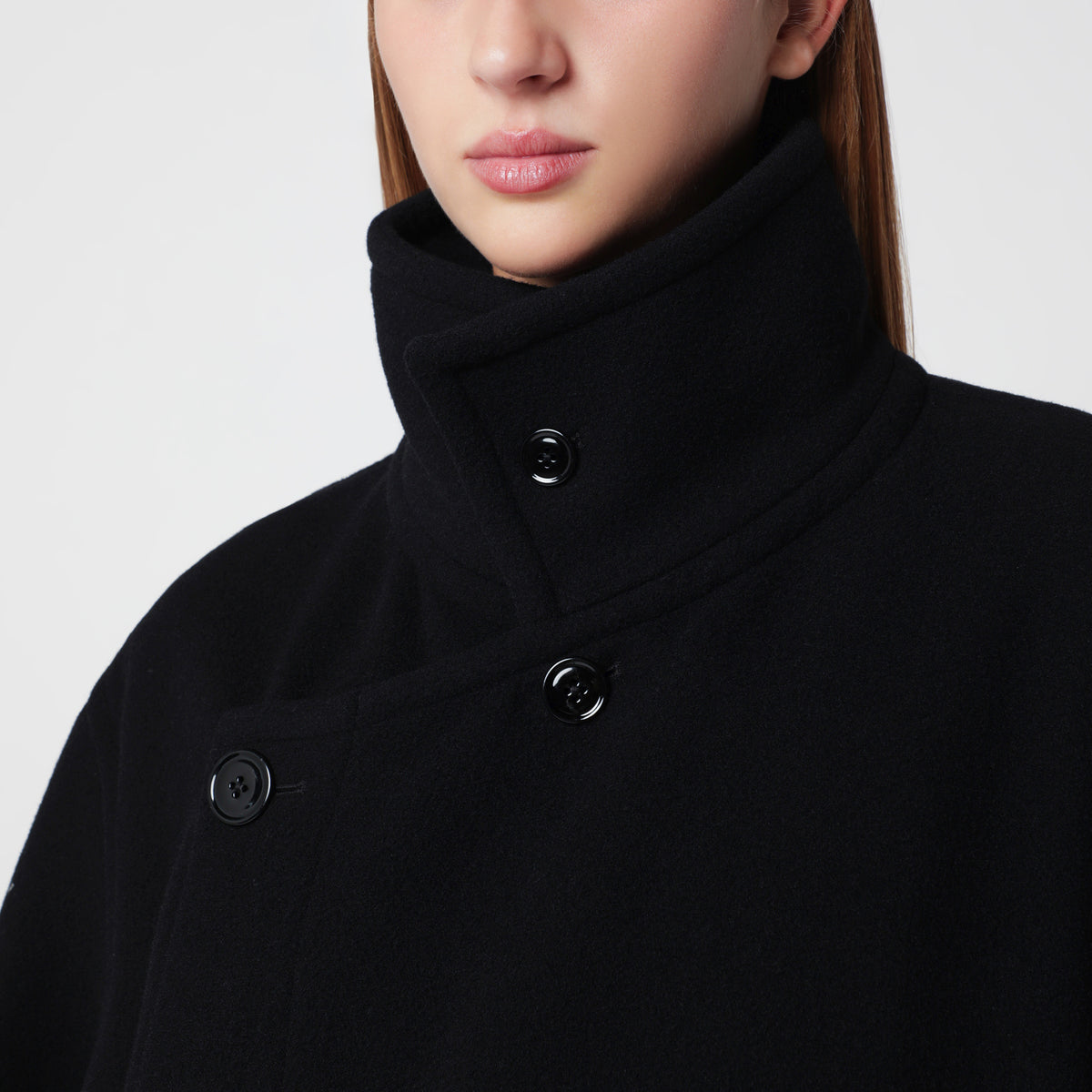 Black belted wool coat