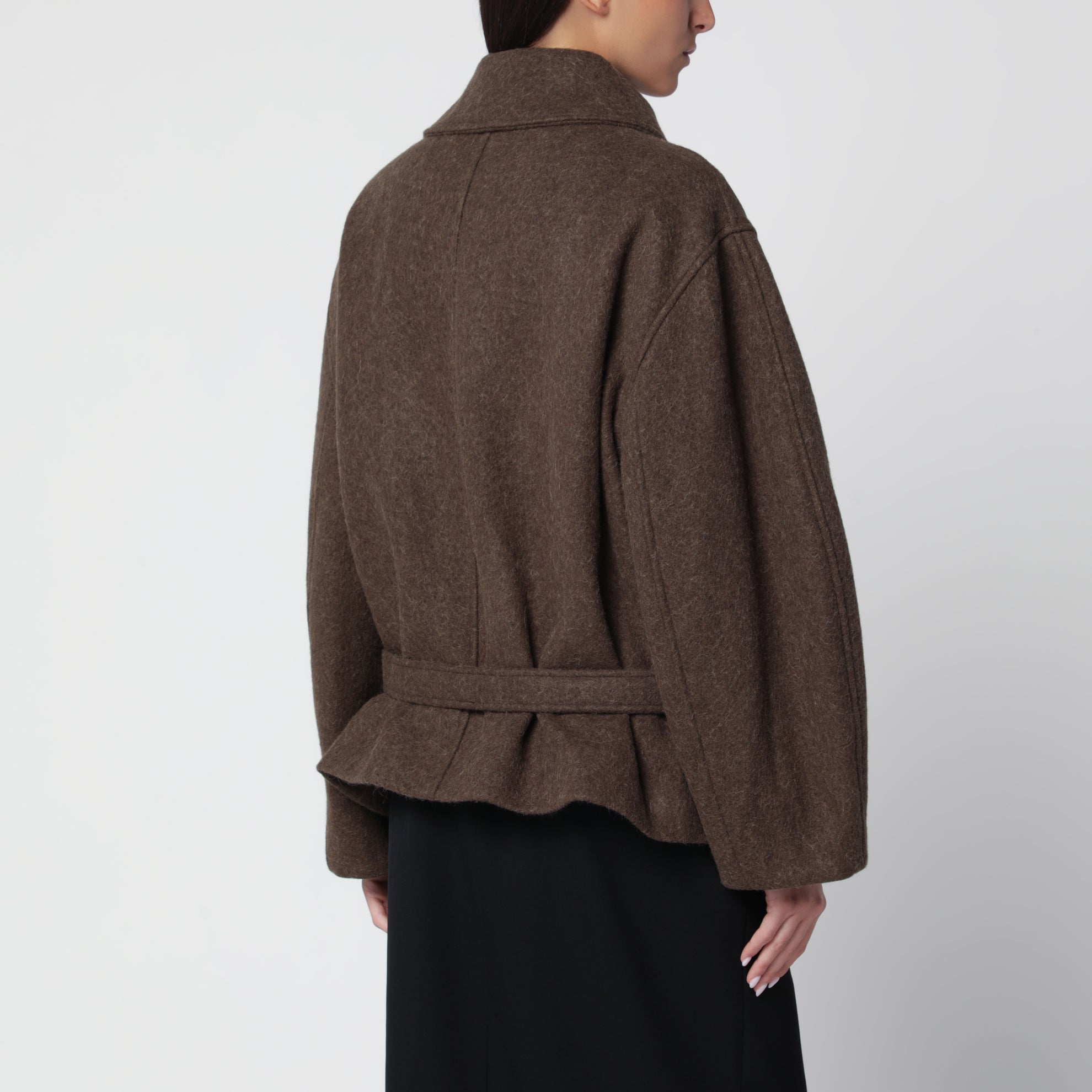 Cappotto corto avvolgente Mud in lana e alpaca