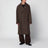 Manteau croisé long oversize marron en laine et alpaga