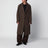 Manteau croisé long oversize marron en laine et alpaga