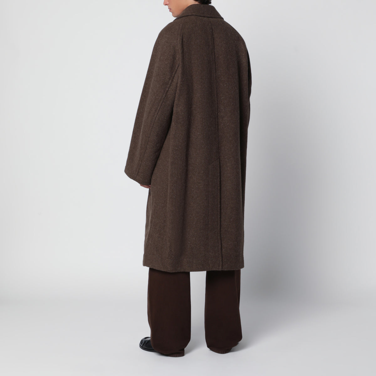 Cappotto doppiopetto mud in lana e alpaca