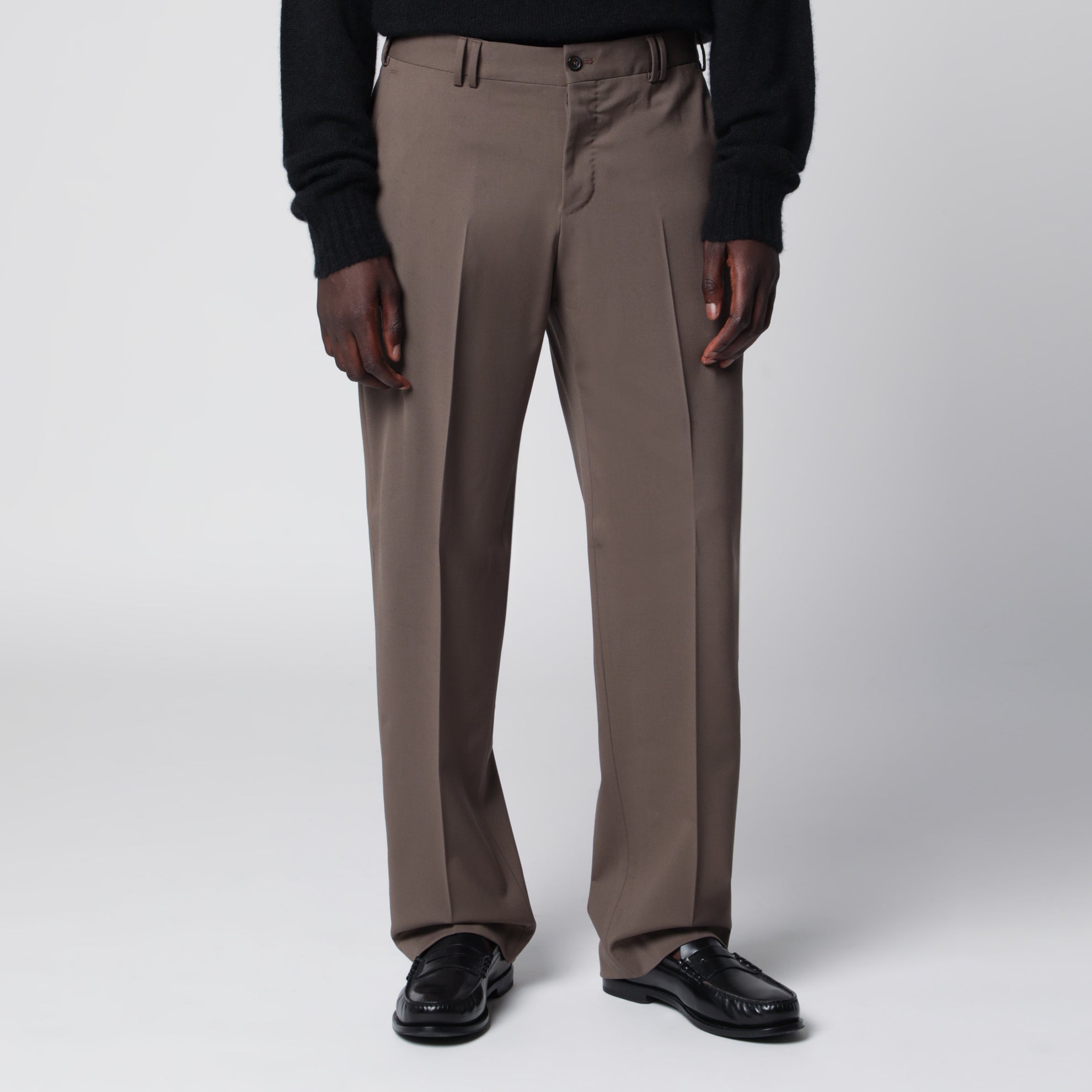 Pantalone color taupe in misto lana