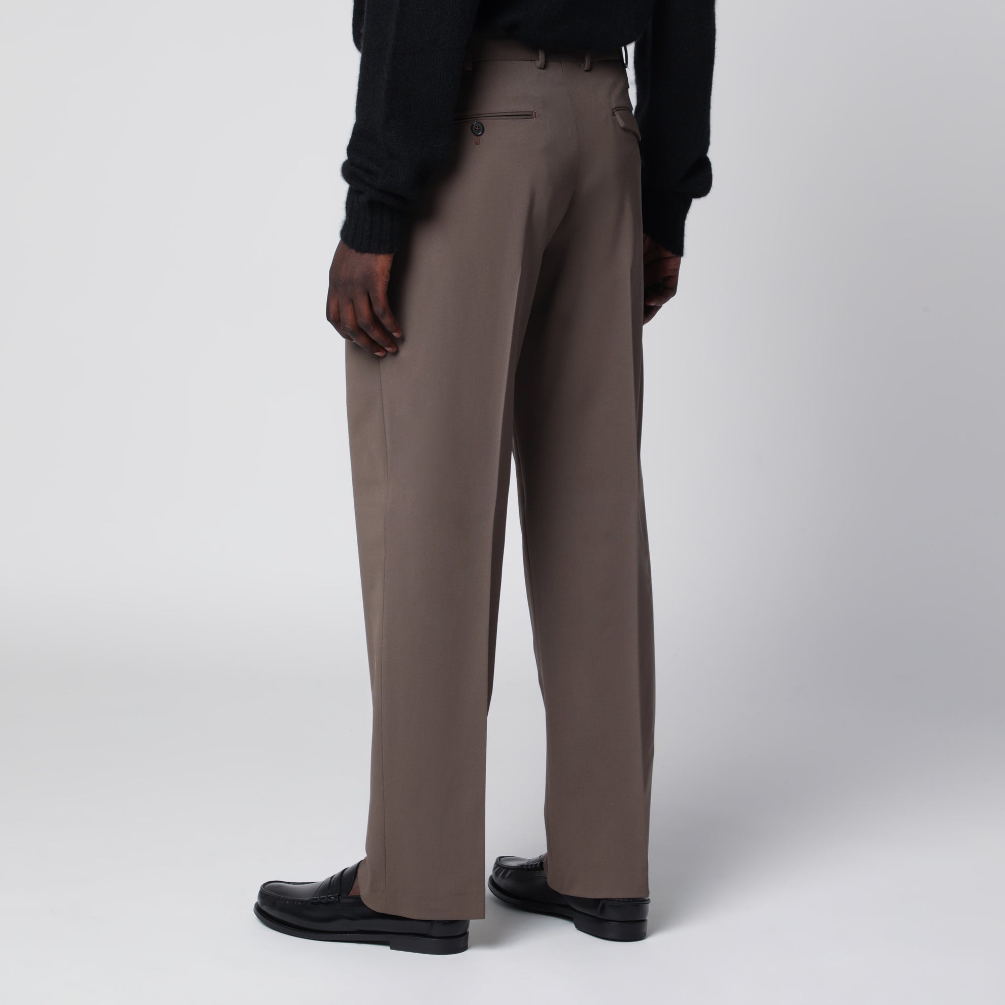 Pantalone color taupe in misto lana