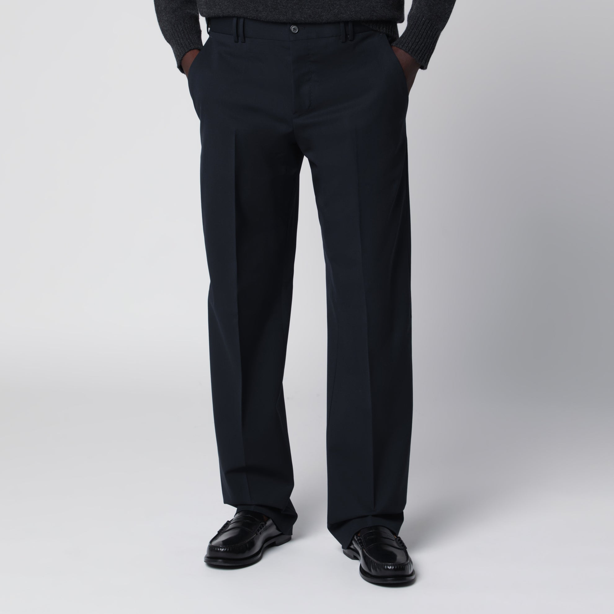 Pantalone blu in misto lana