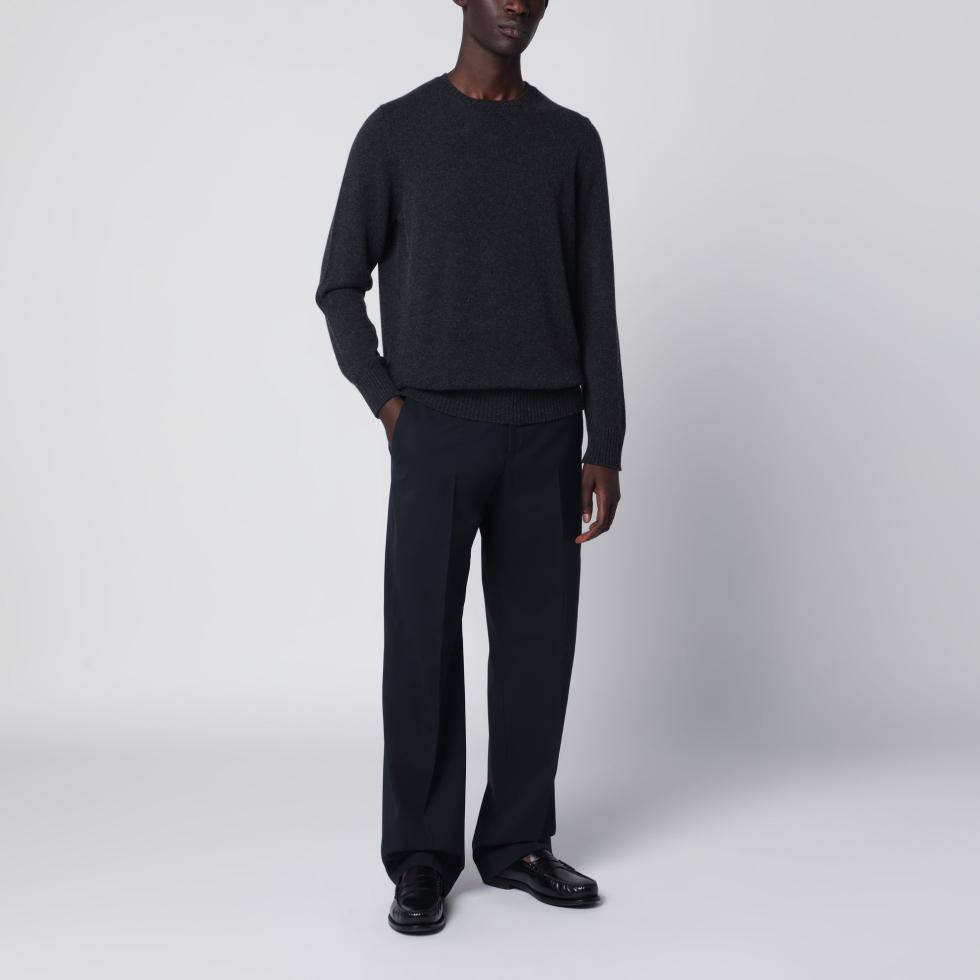 Pantalone blu in misto lana