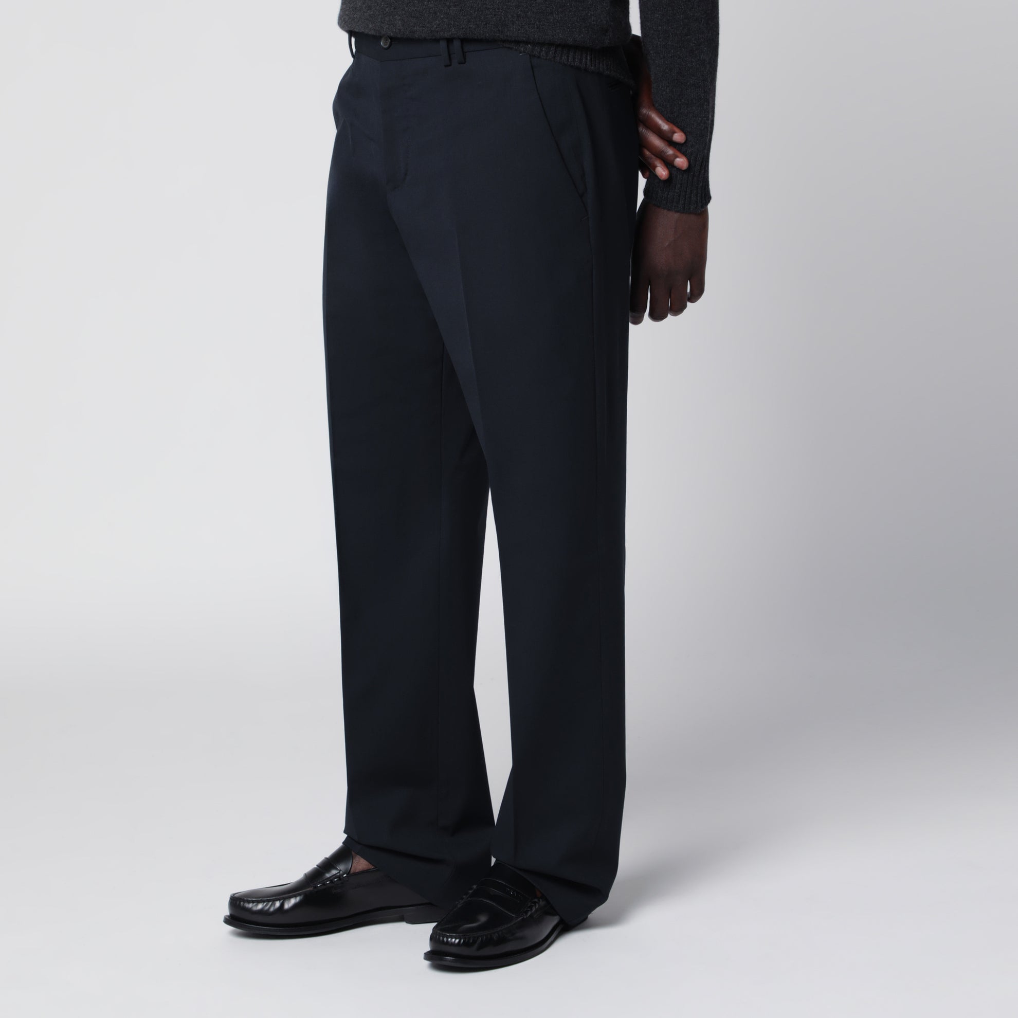 Pantalone blu in misto lana