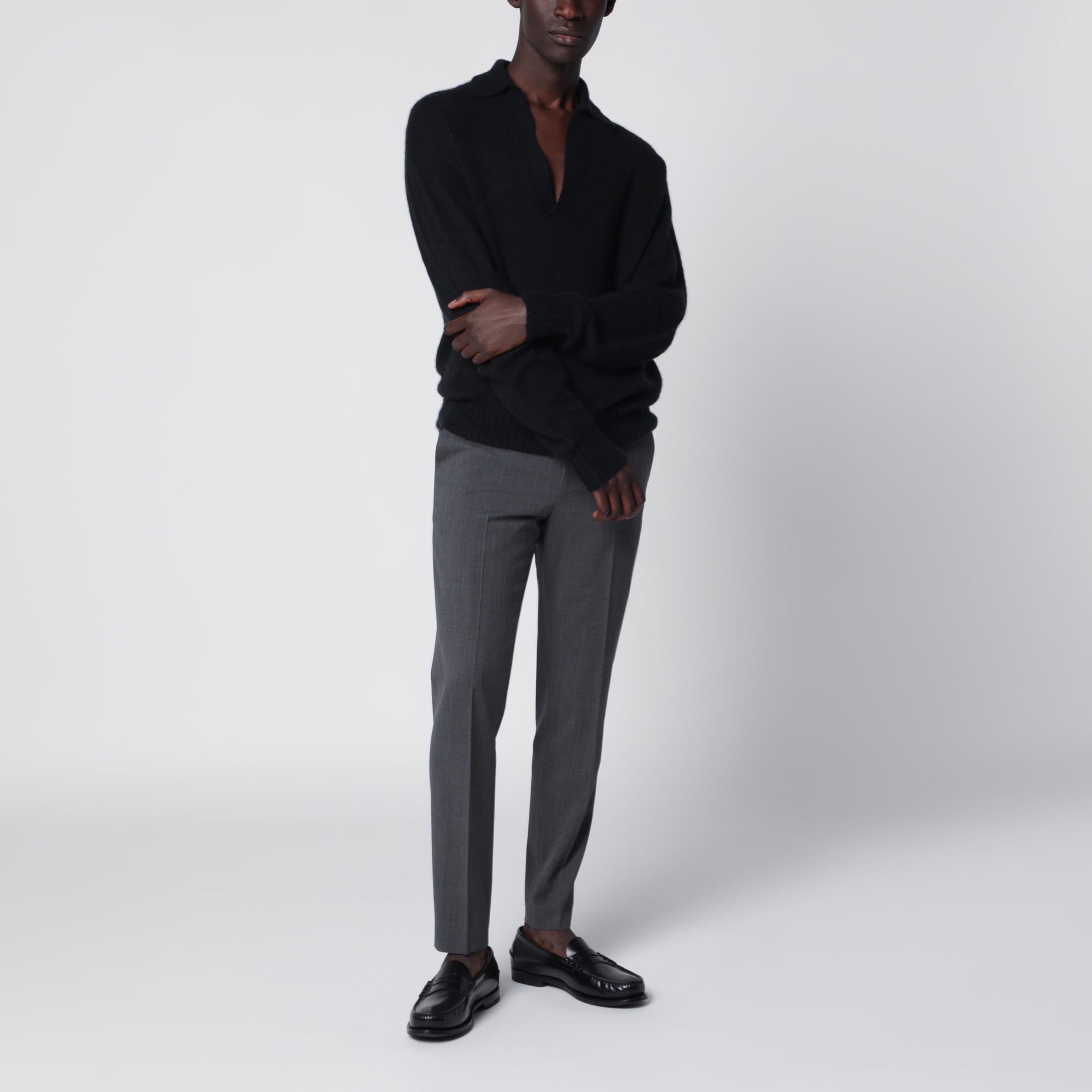 Pantaloni Dieci grigio antracite in misto lana