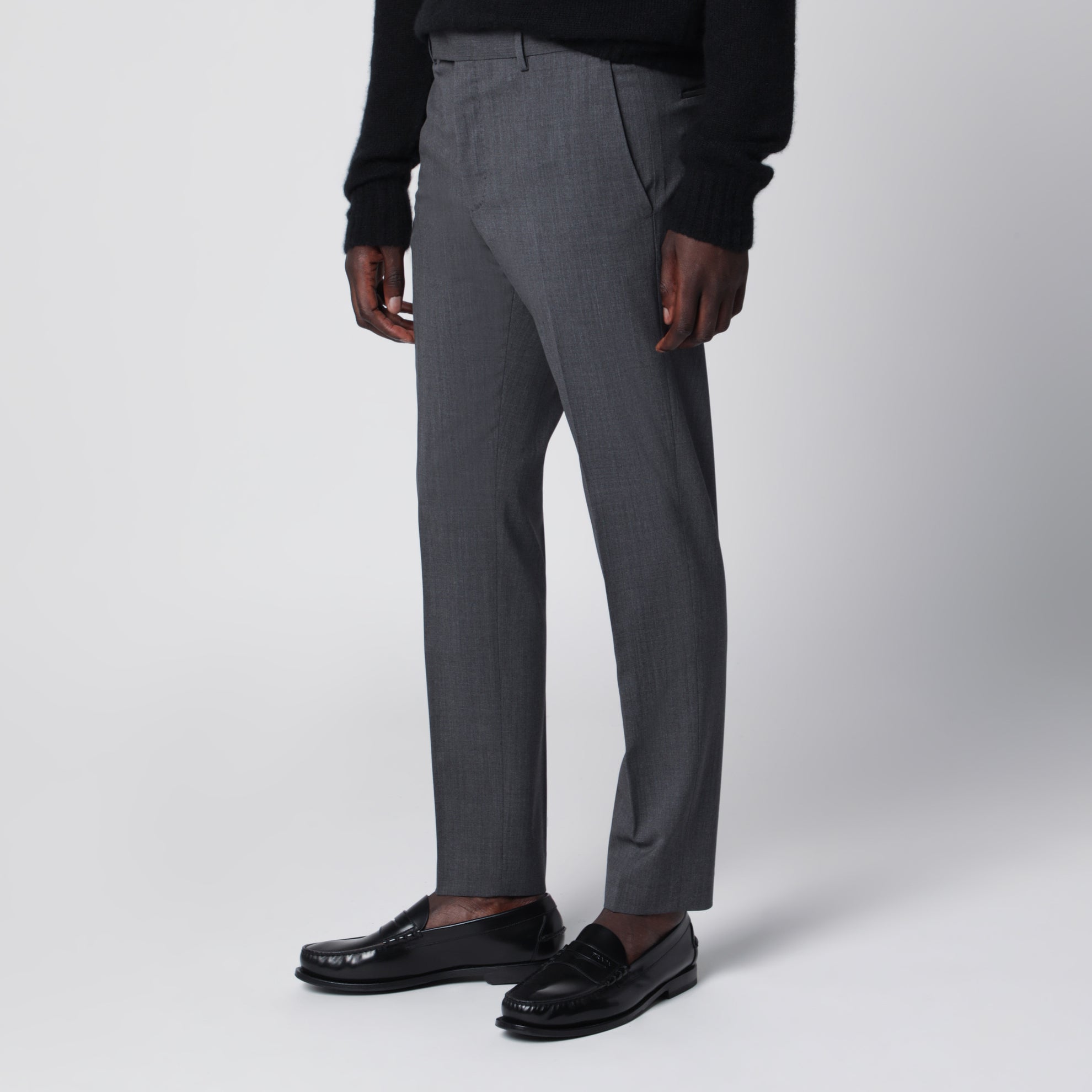 Pantaloni Dieci grigio antracite in misto lana