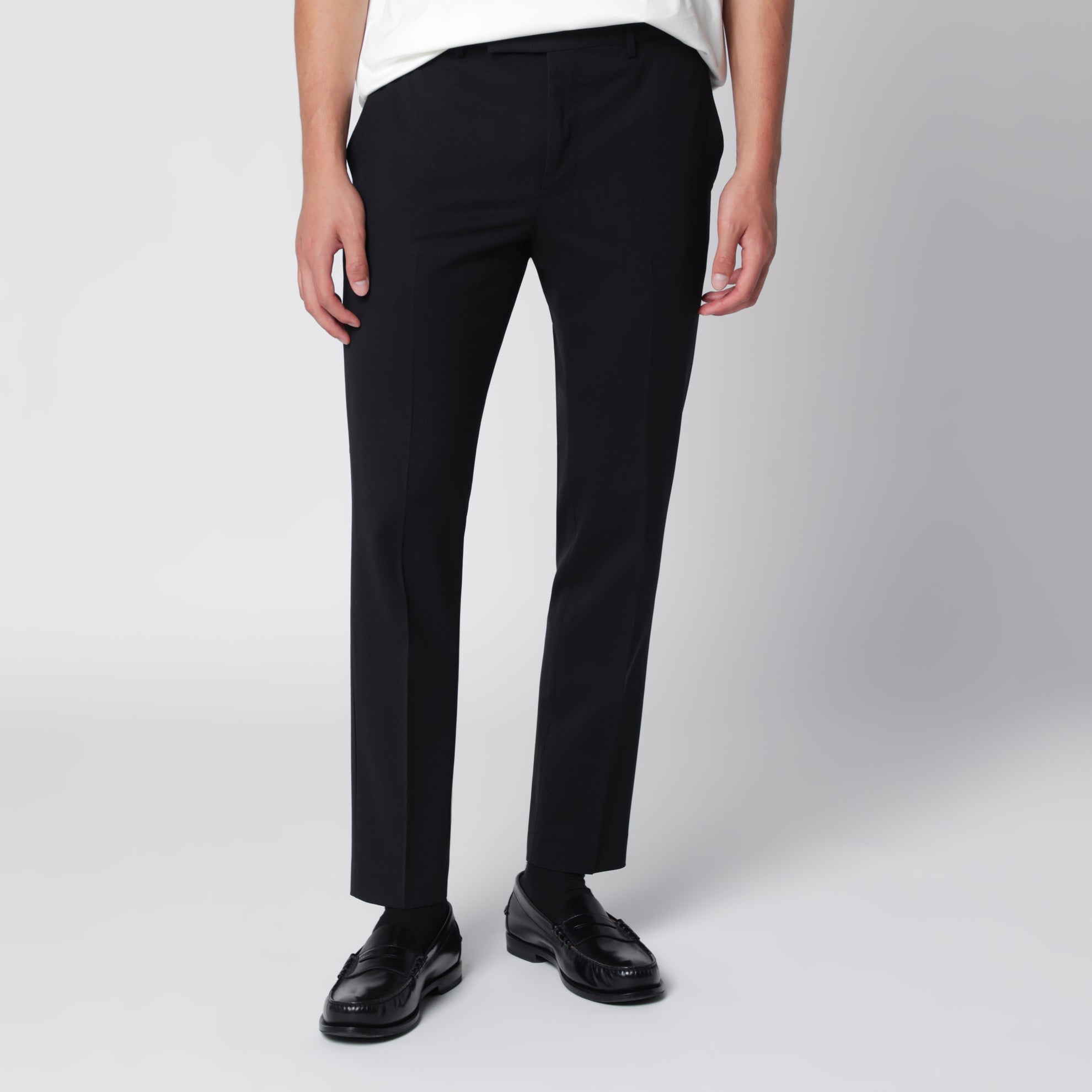 Pantaloni Dieci neri in misto lana