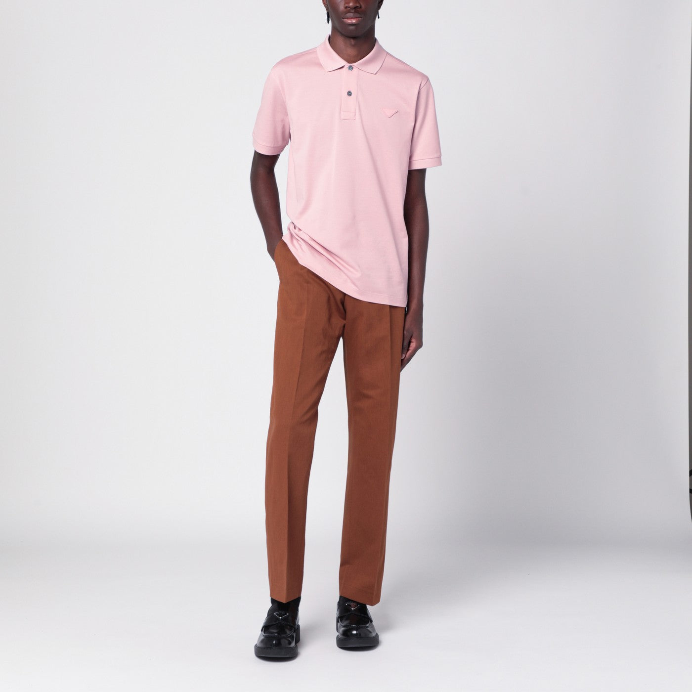 Pantalone marrone in cotone e lino