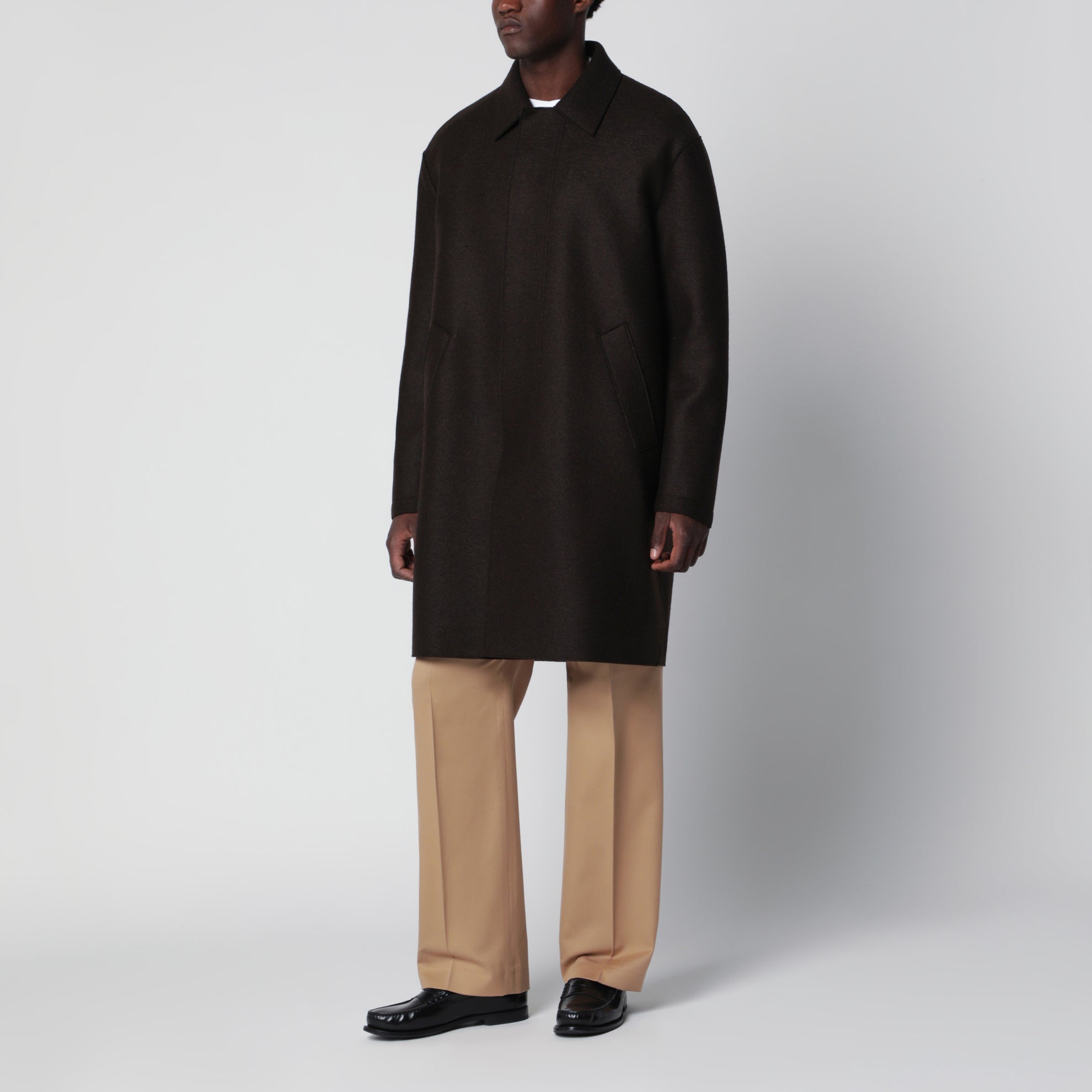 Rope-colored cotton and wool trousers