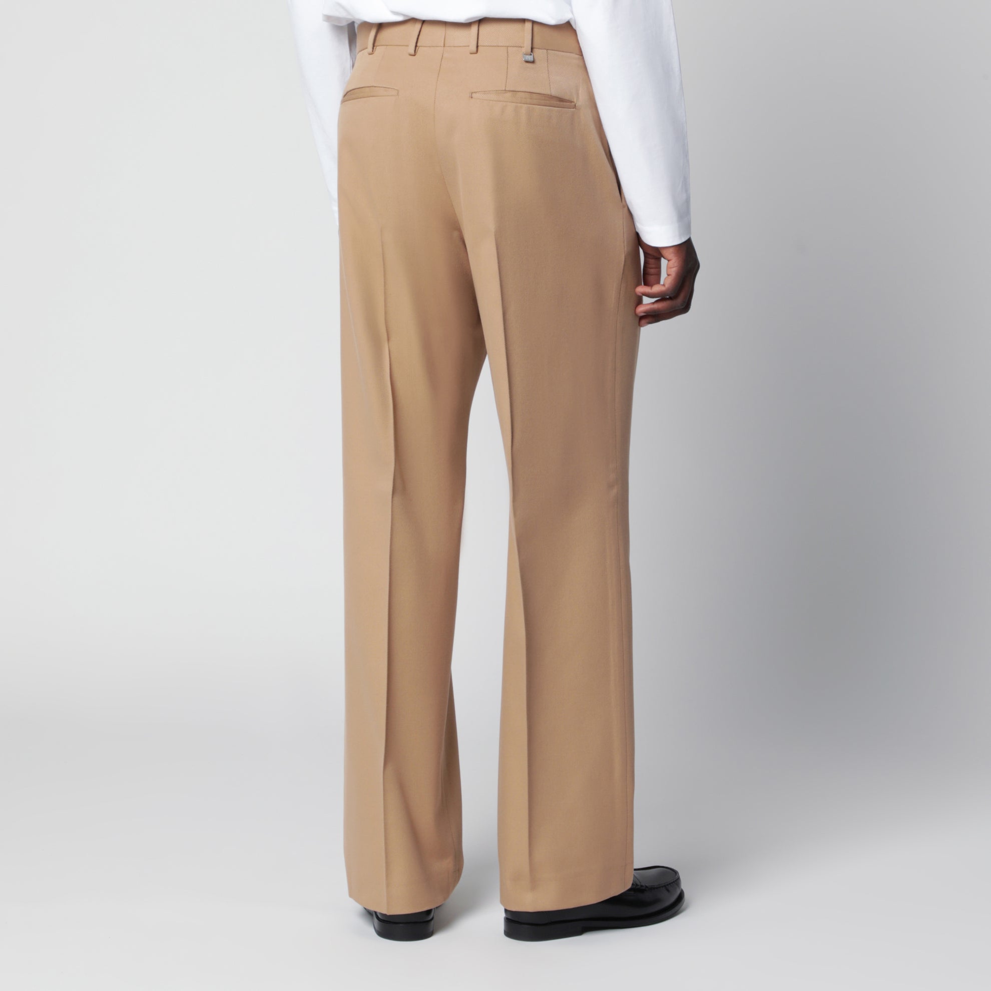 Rope-colored cotton and wool trousers