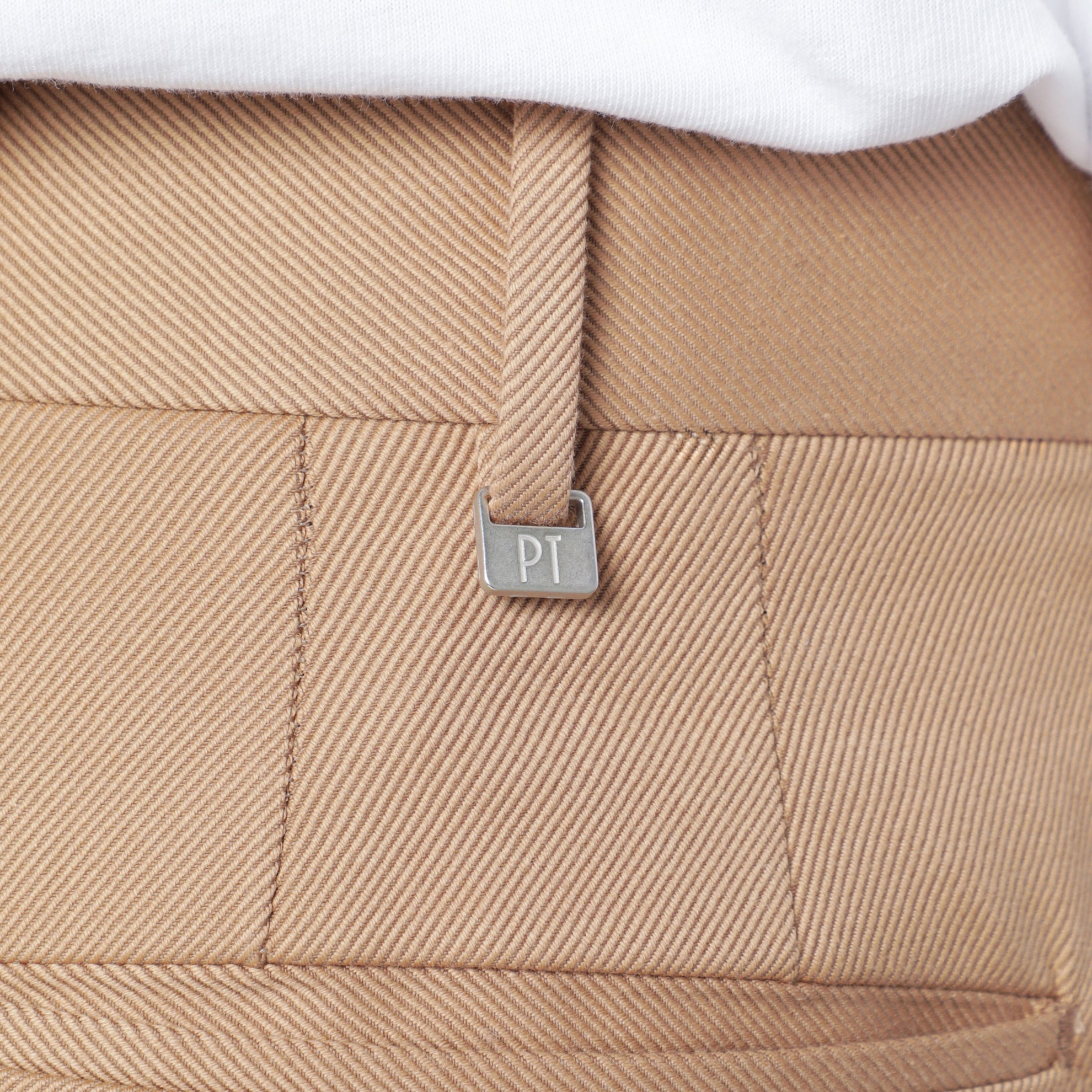 Rope-colored cotton and wool trousers
