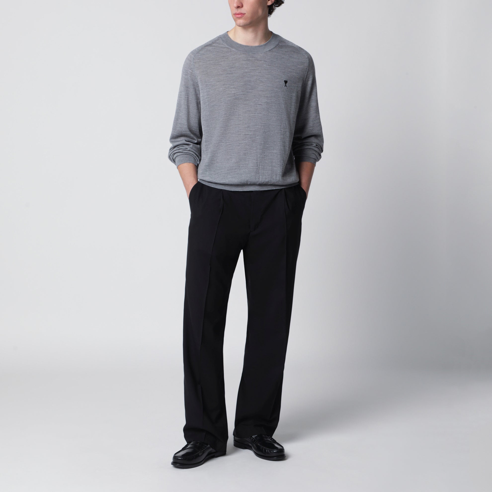 Black wool trousers