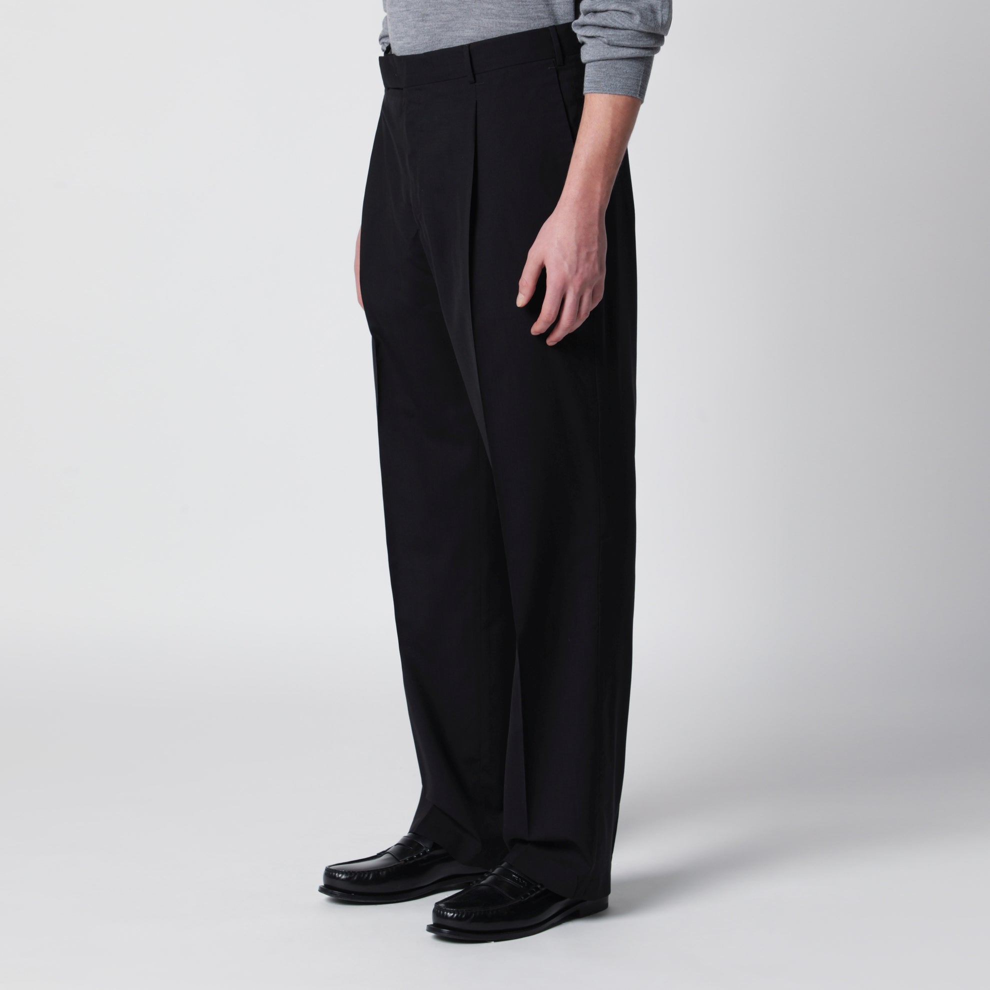 Black wool trousers