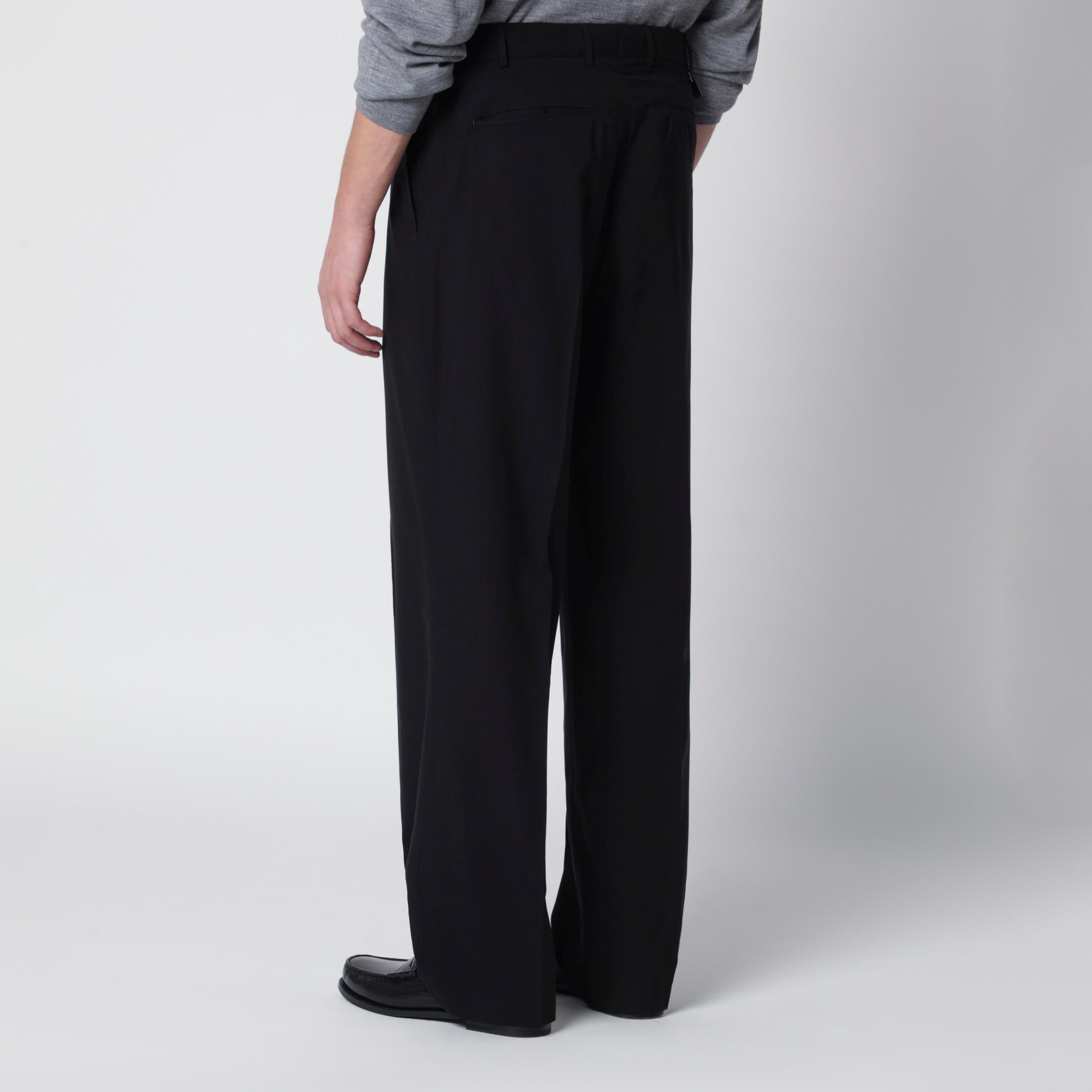 Black wool trousers