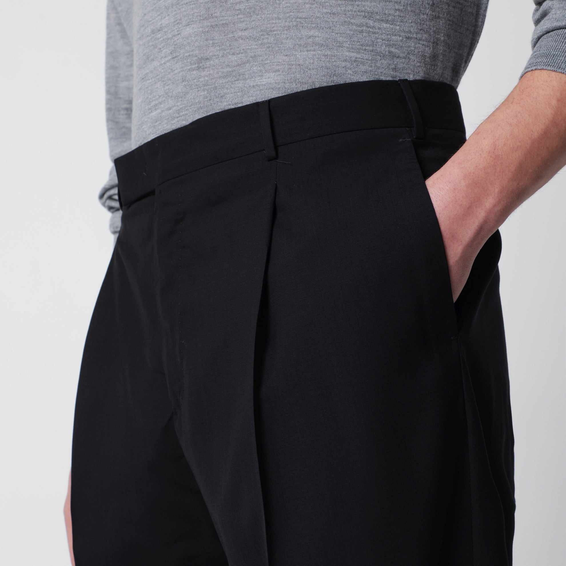 Black wool trousers