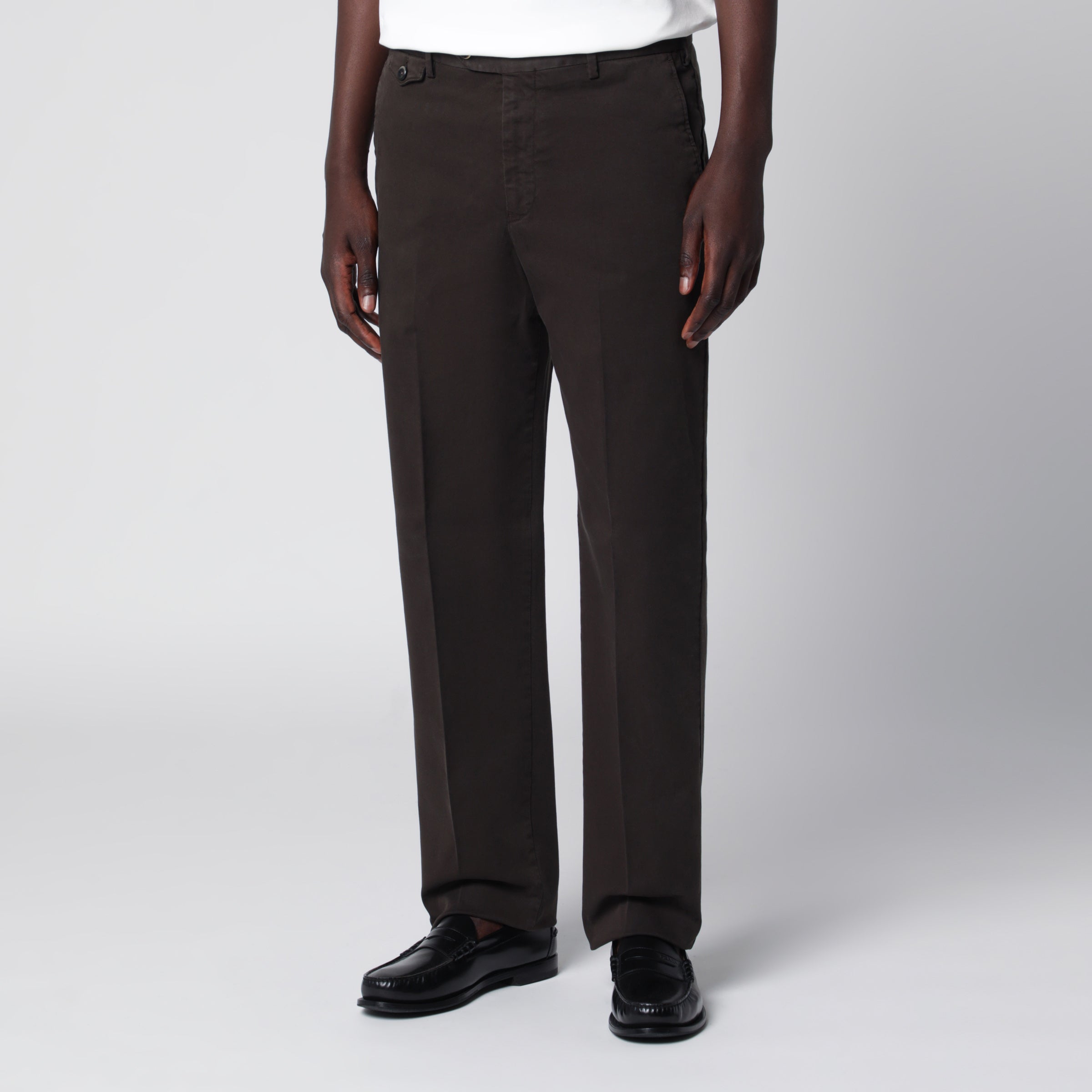 PT Torino Dark Brown Cotton Trousers | TheDoubleF