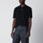 Black cotton knit polo shirt