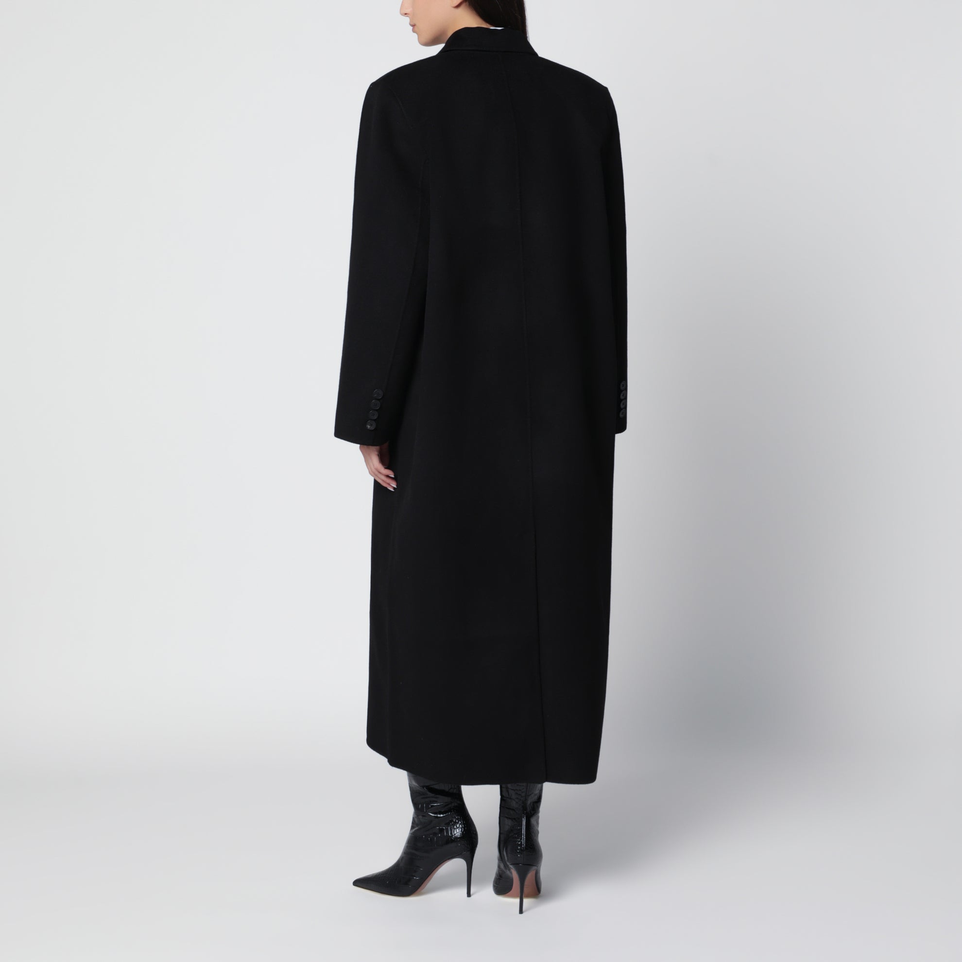 Manteau croisé Gaia noir en laine mélangée