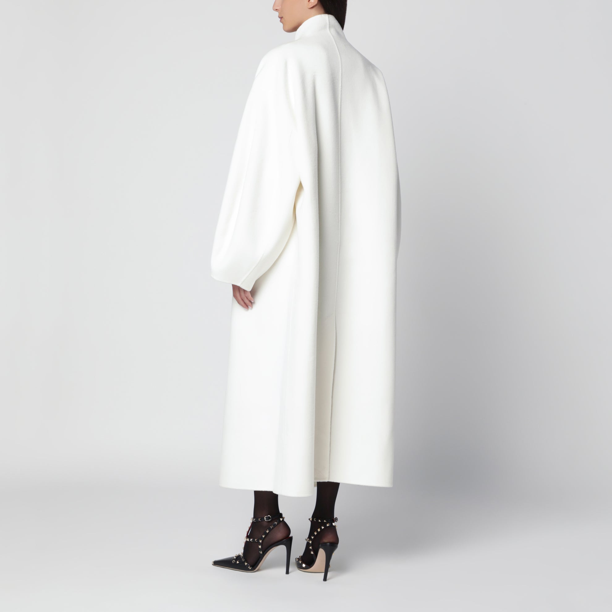 Leroy White Wool Blend High-Neck Coat