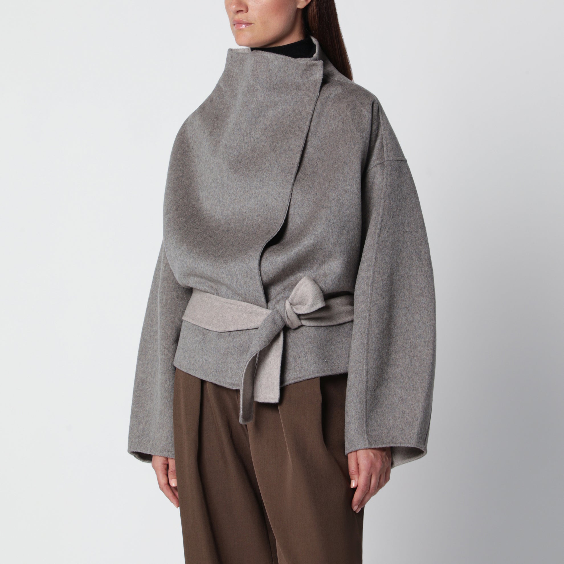 Manteau court Onelle beige en mélange de laine