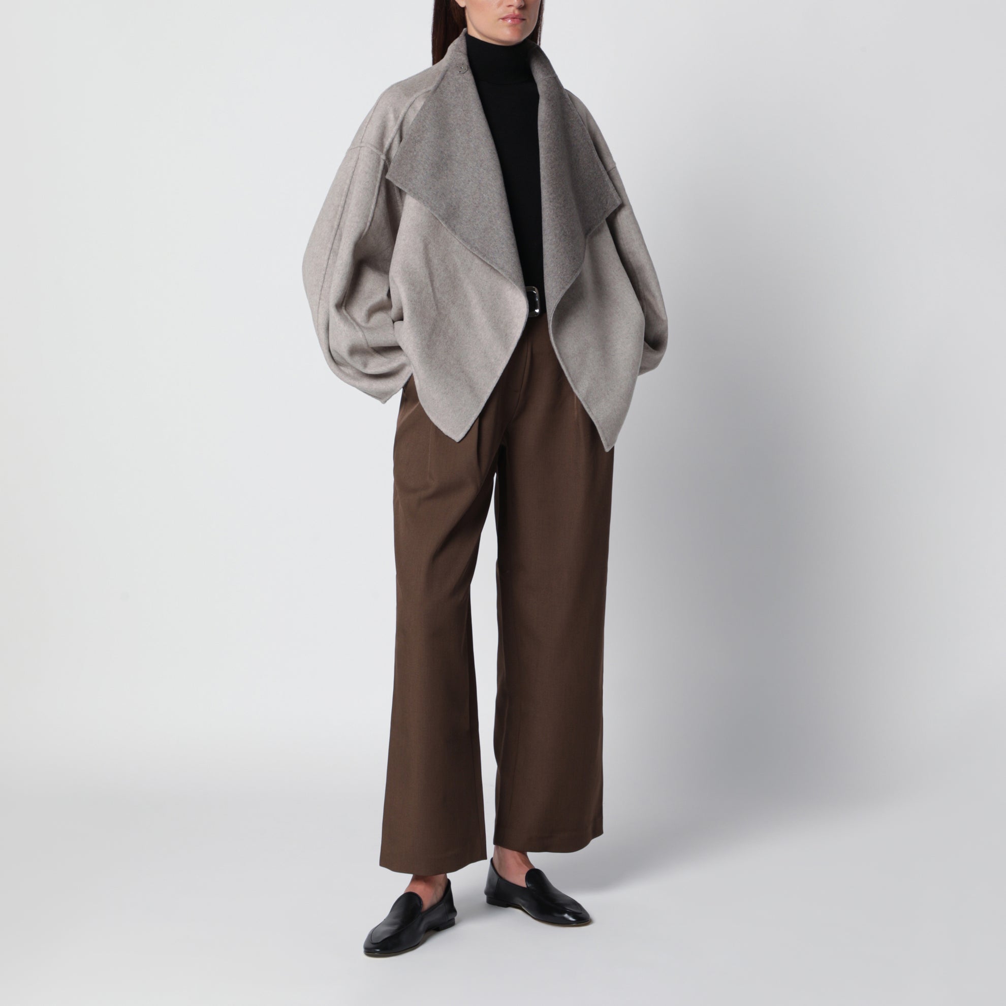 Manteau court Onelle beige en mélange de laine