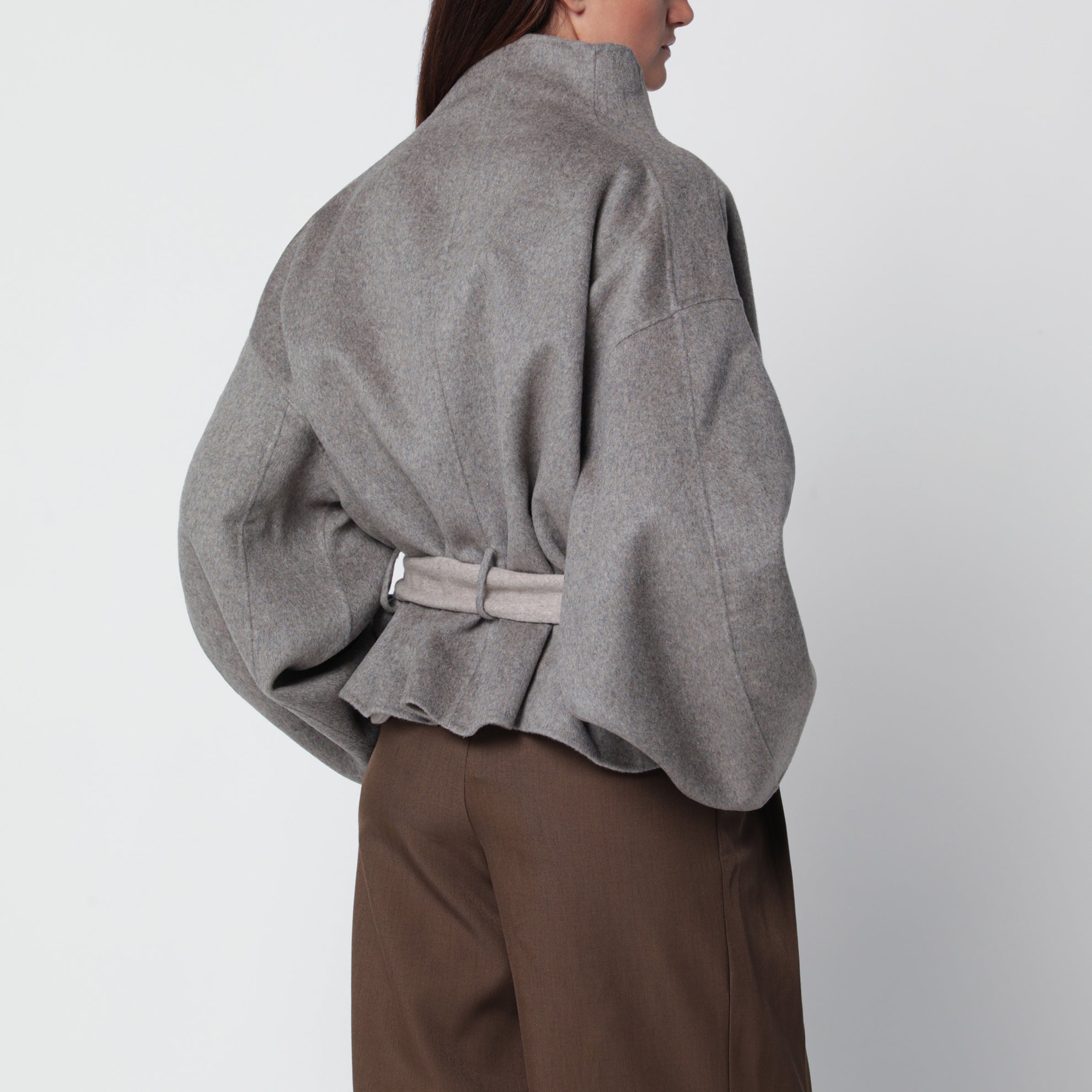 Manteau court Onelle beige en mélange de laine
