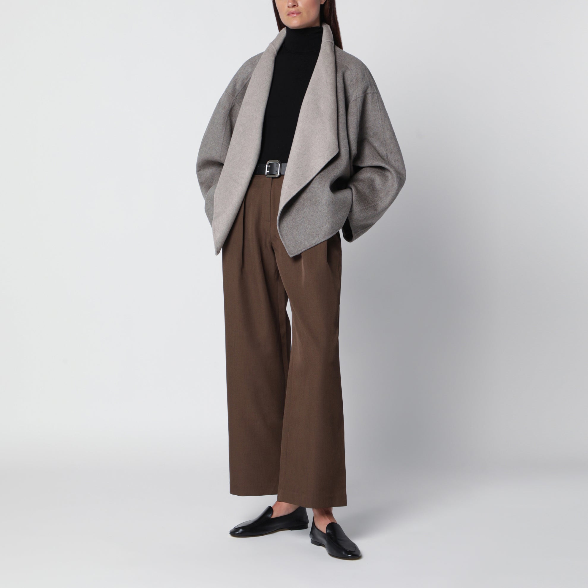 Manteau court Onelle beige en mélange de laine