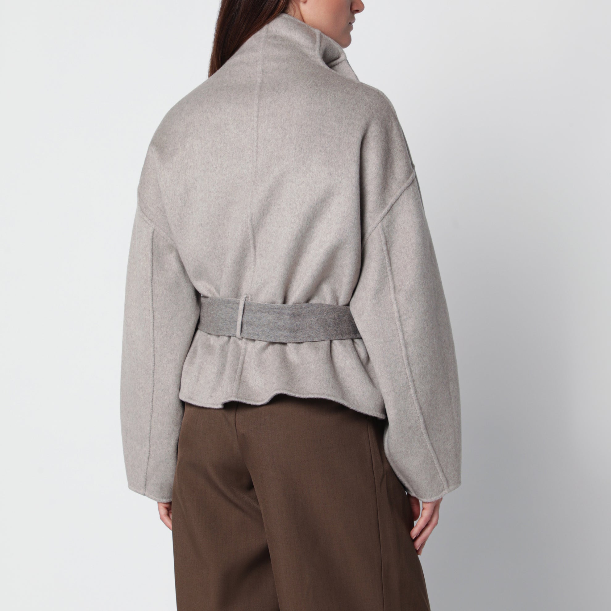 Manteau court Onelle beige en mélange de laine