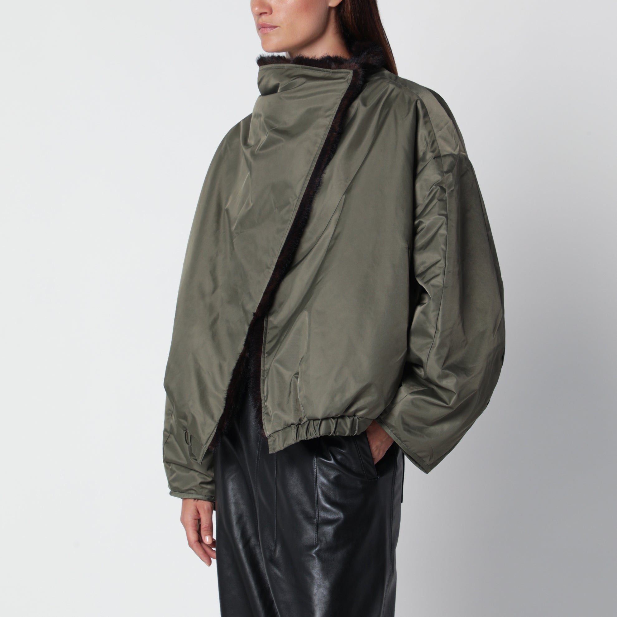 Veste réversible marron/vert olive