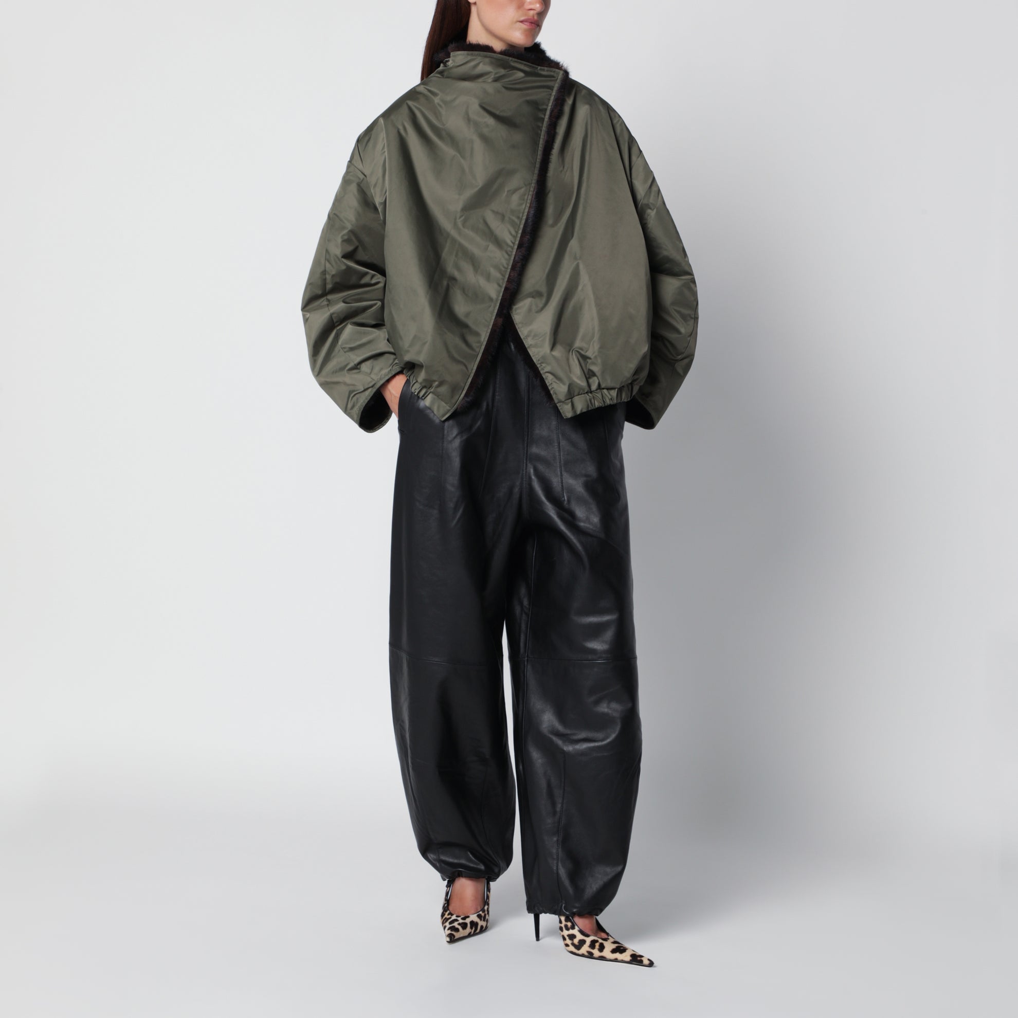 Veste réversible marron/vert olive