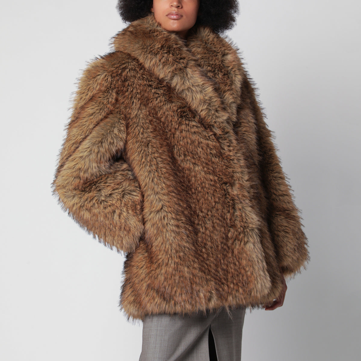 Brown Belle faux fur coat