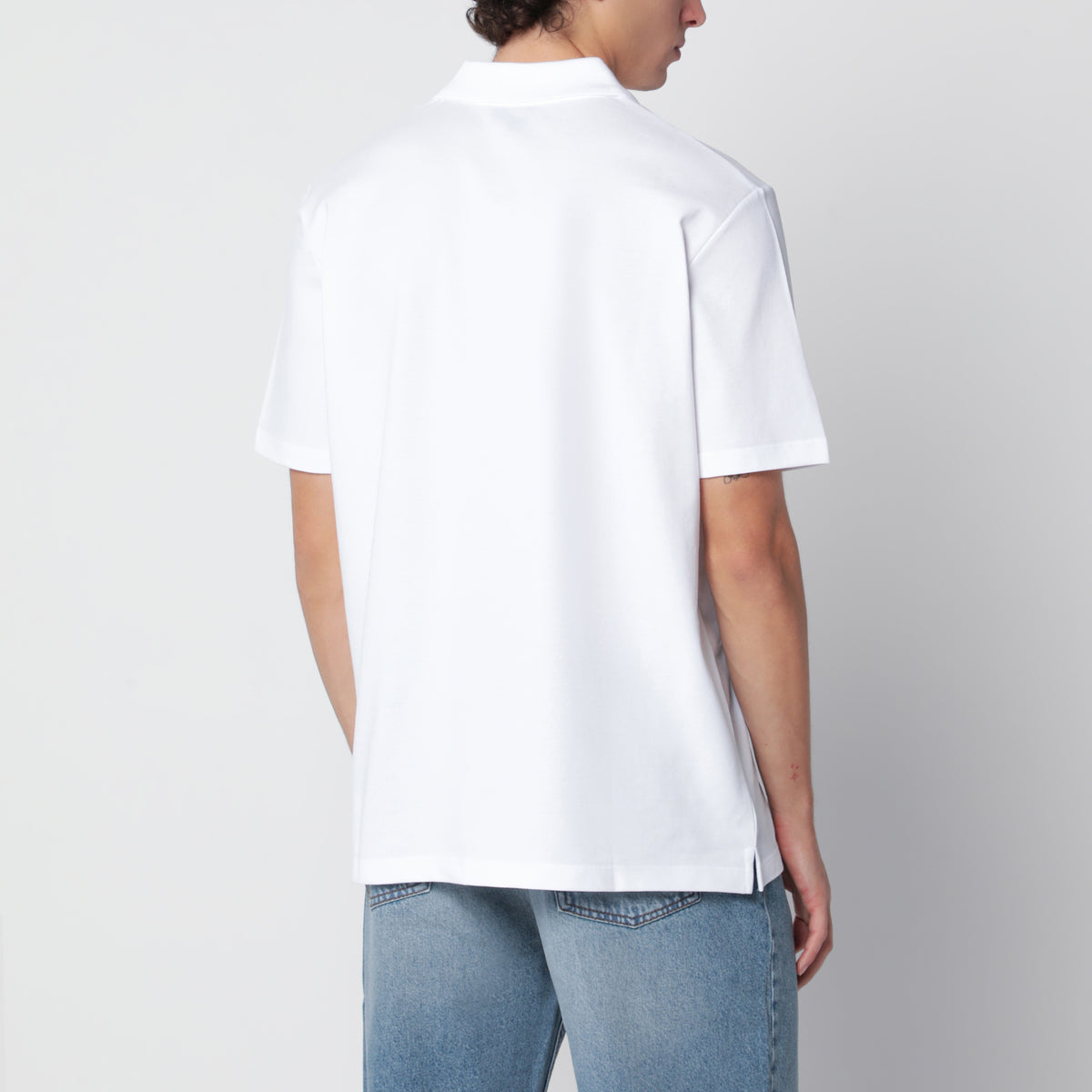 White cotton polo shirt with embroidered logo