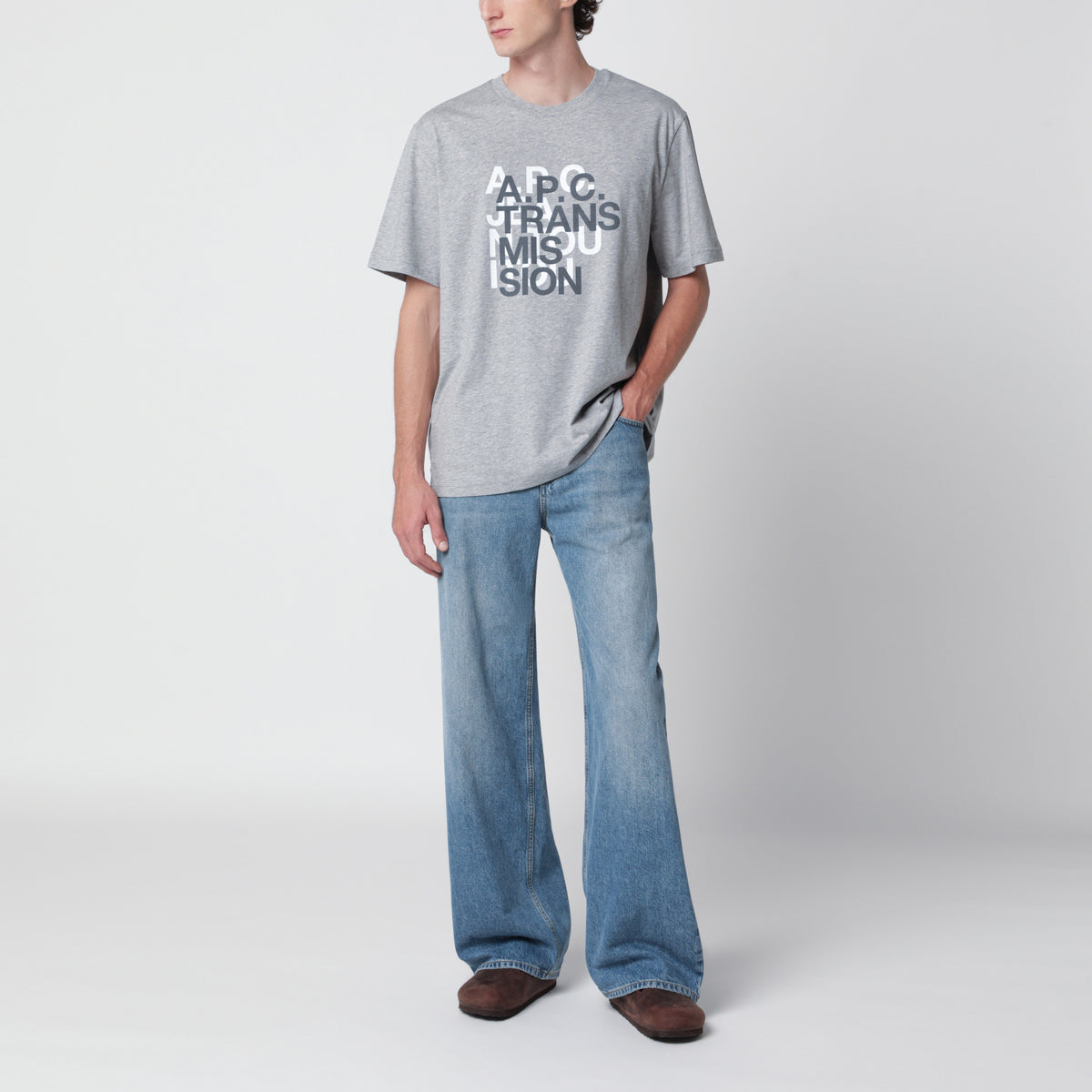 T-shirt Transmission grigia in cotone