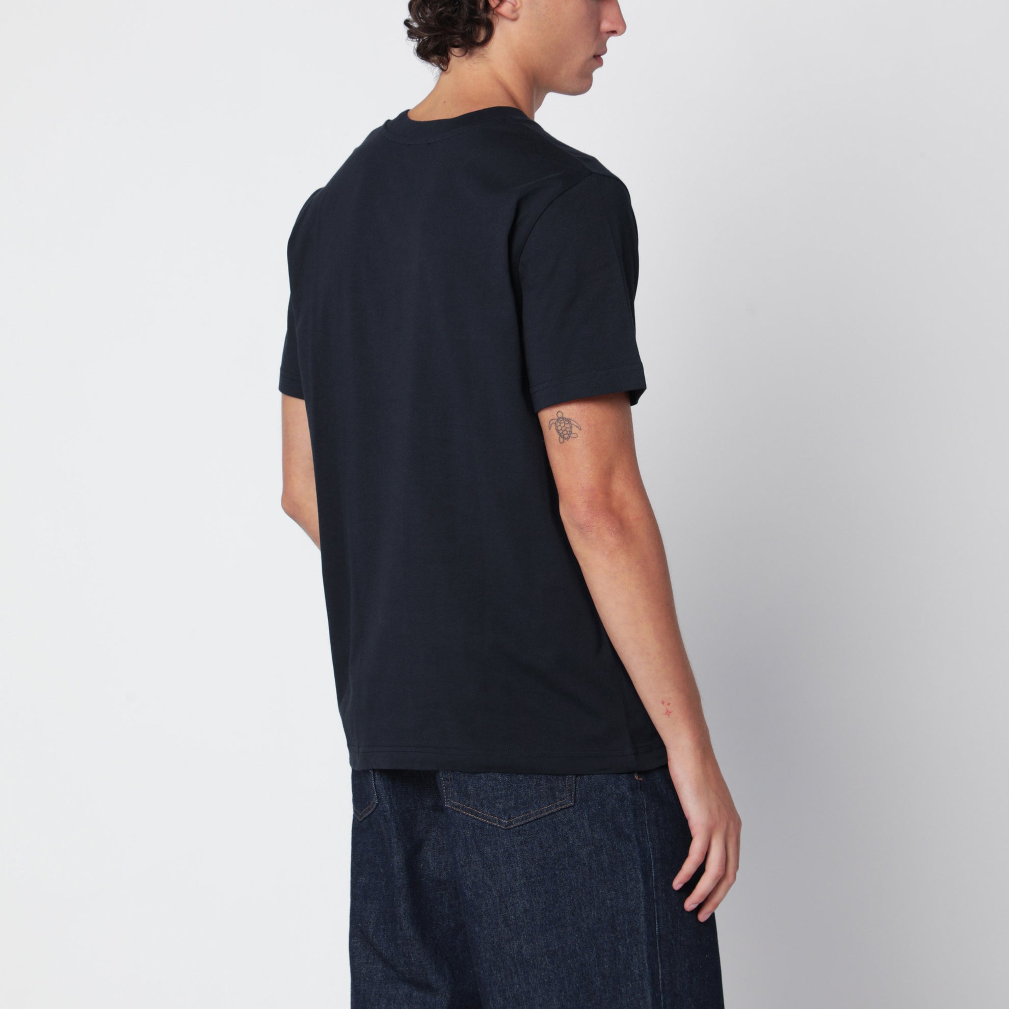 T-shirt standard en coton bleu marine Grand