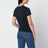 T-shirt blu scuro in cotone con ricamo