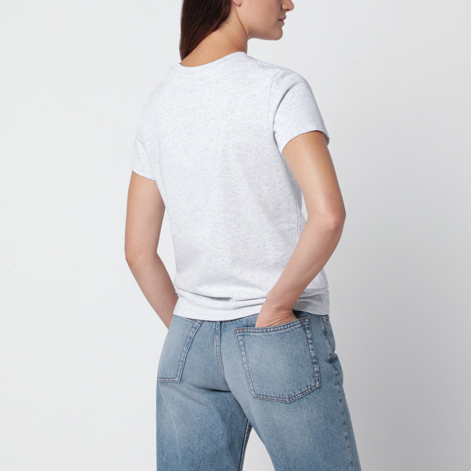 T-shirt gris en coton brodé