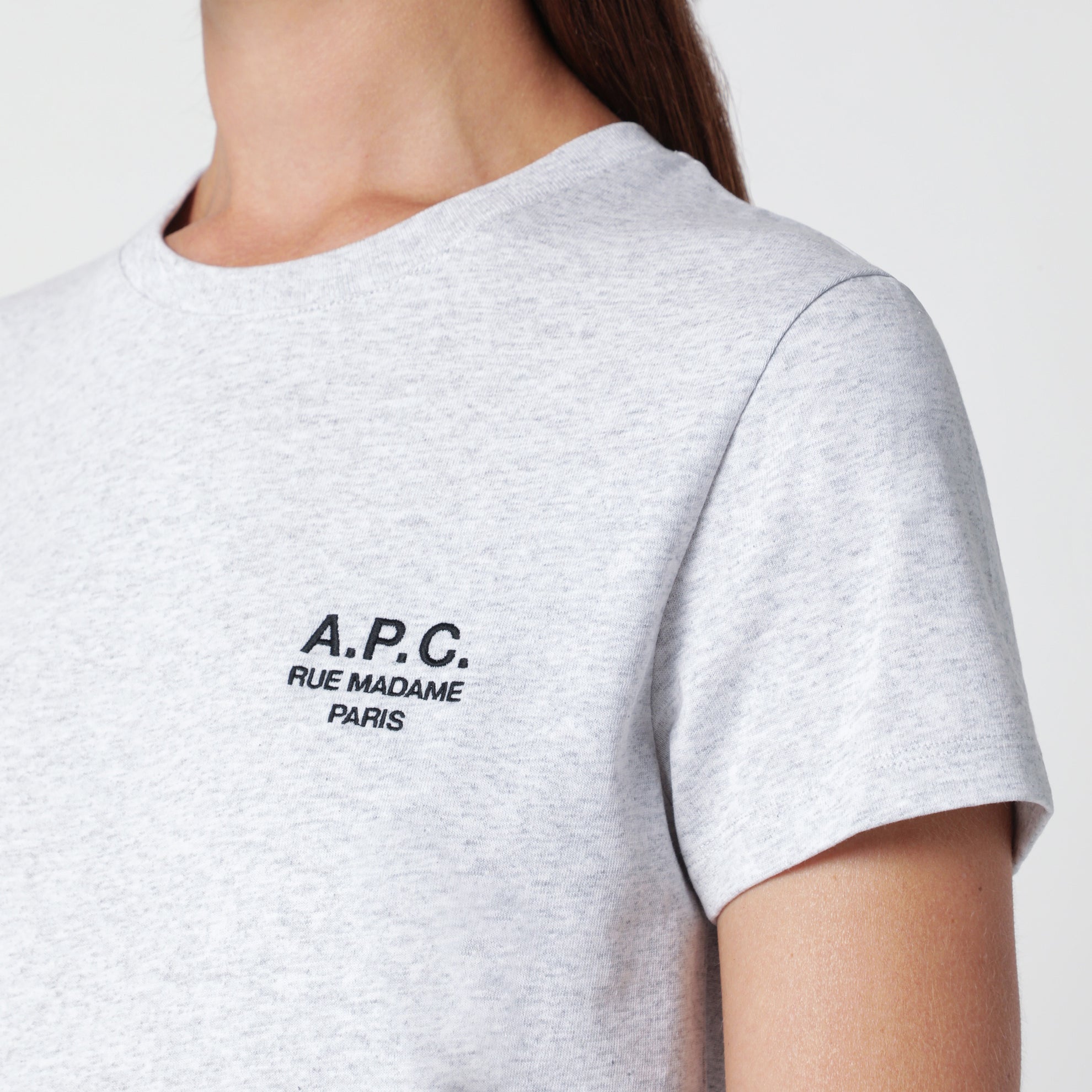 T-shirt gris en coton brodé