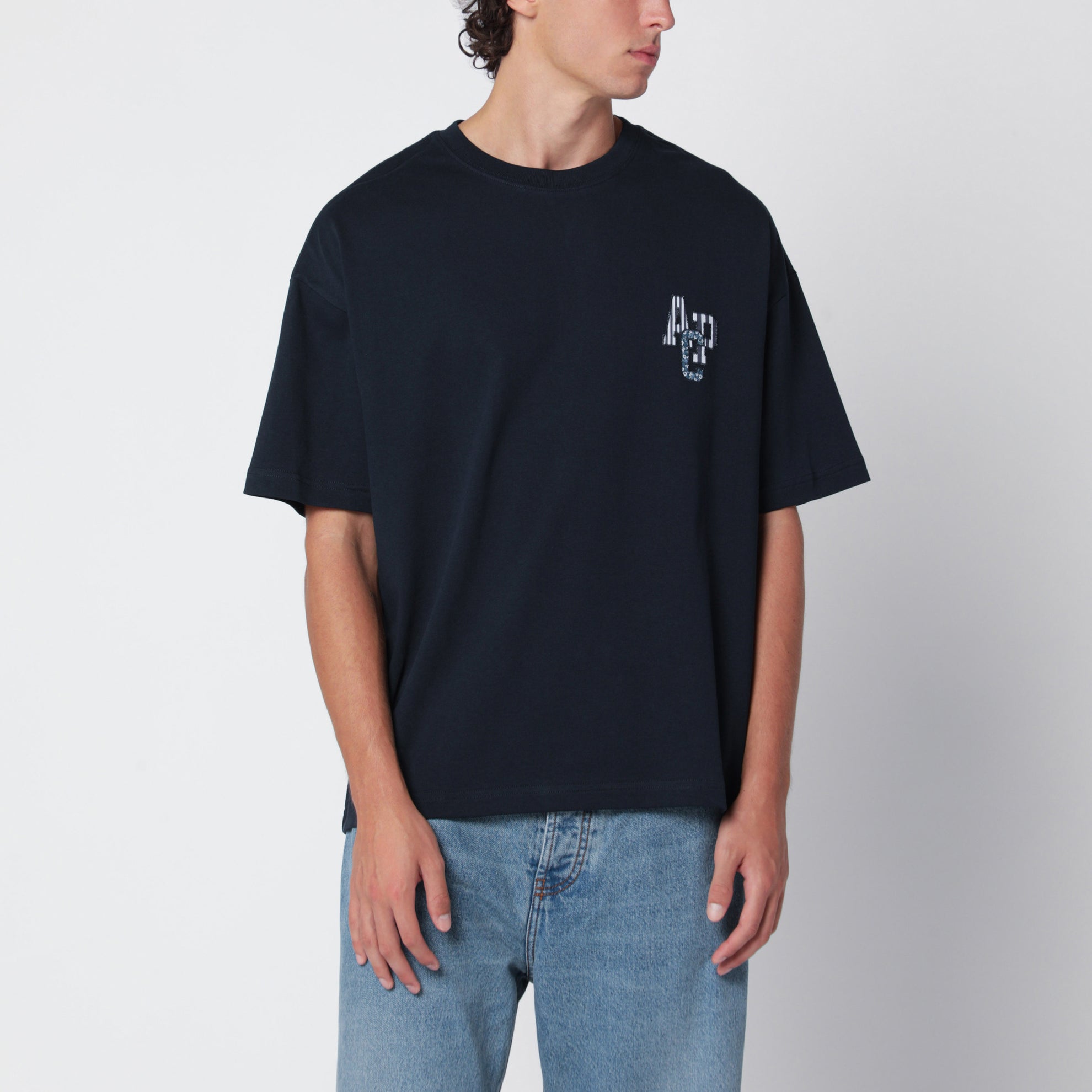 T-shirt Bruno blu navy in cotone