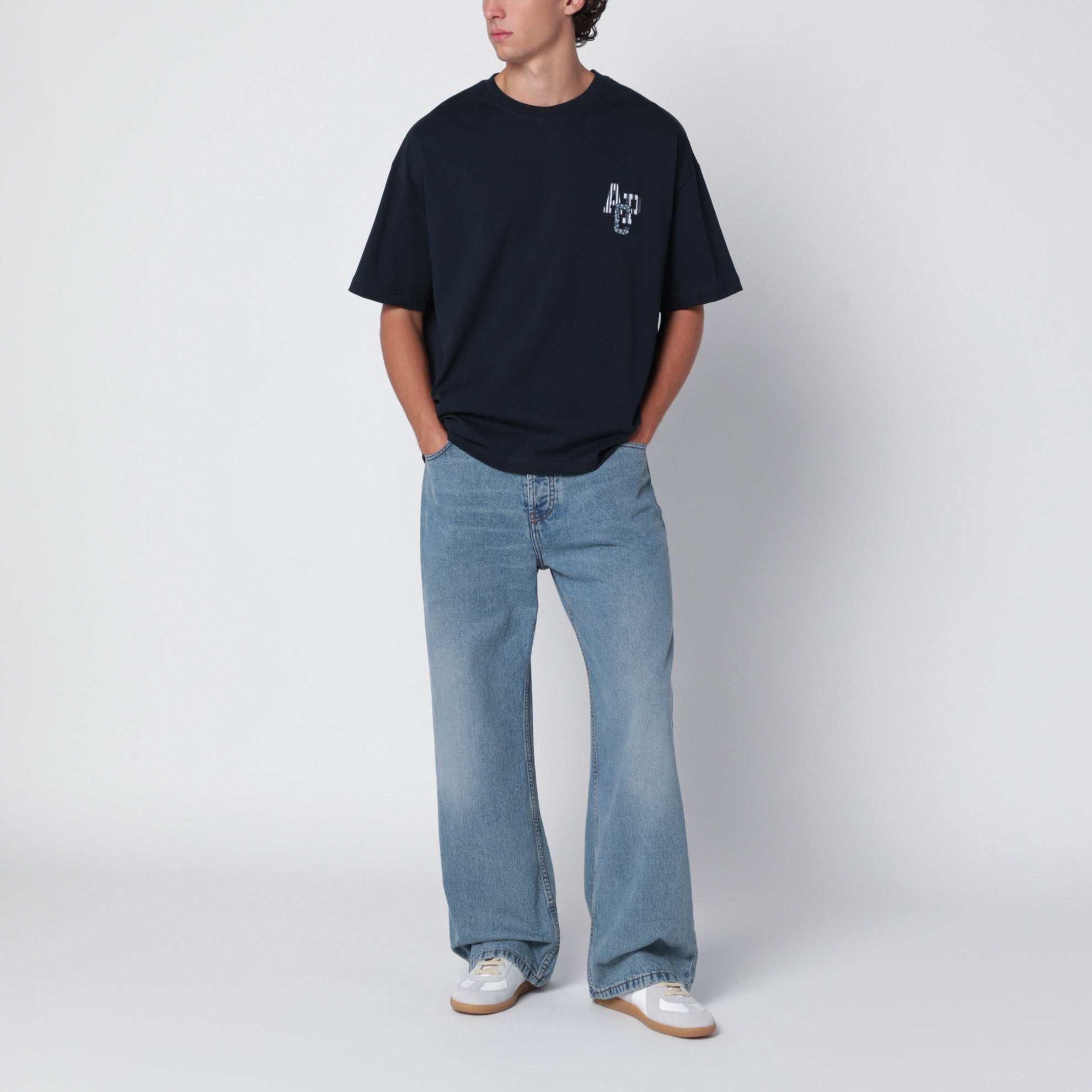 T-shirt Bruno blu navy in cotone