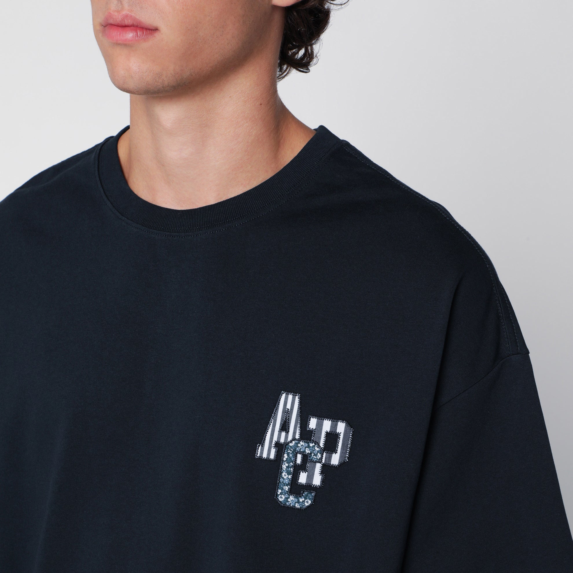 T-shirt Bruno blu navy in cotone