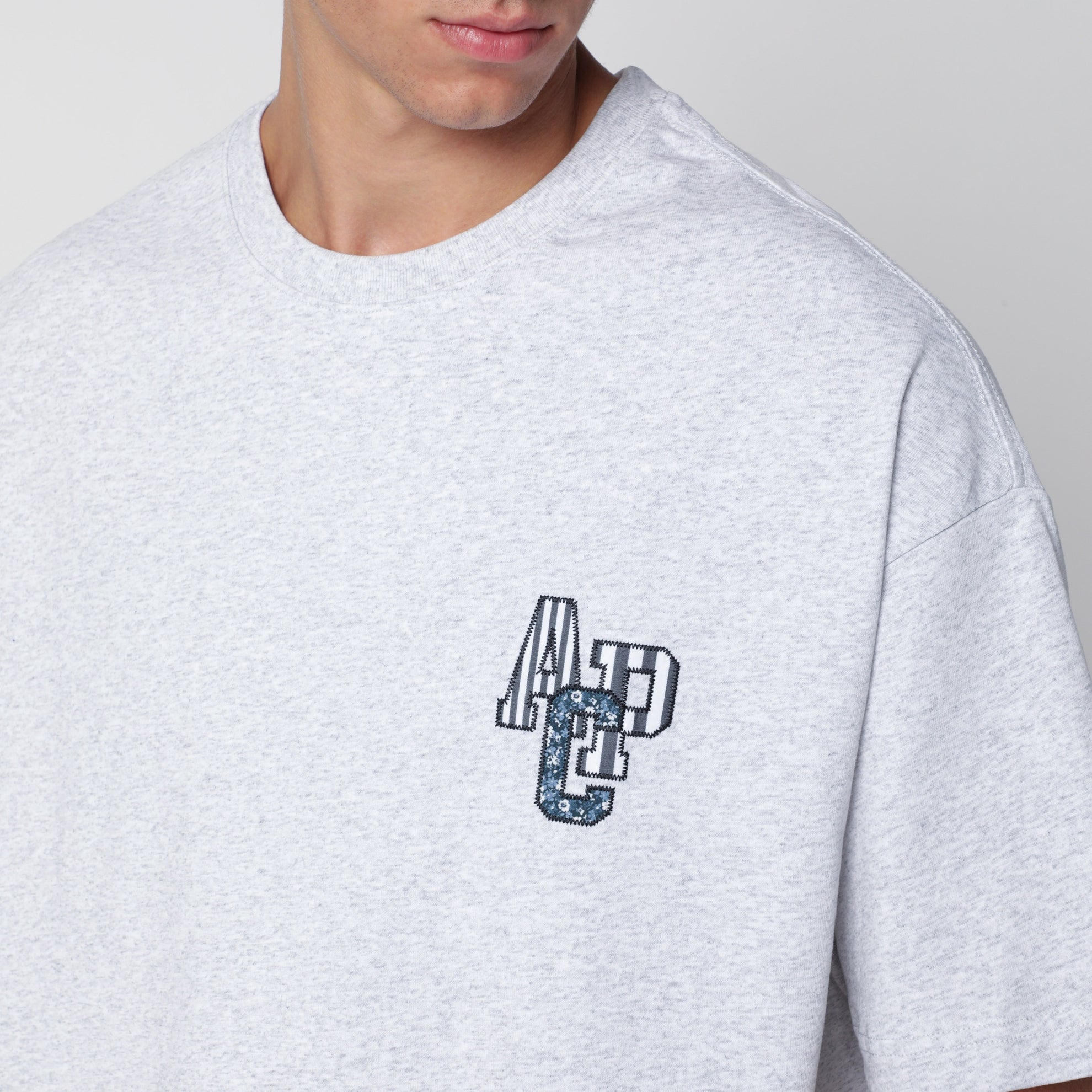 T-shirt Bruno grigio chiné in cotone