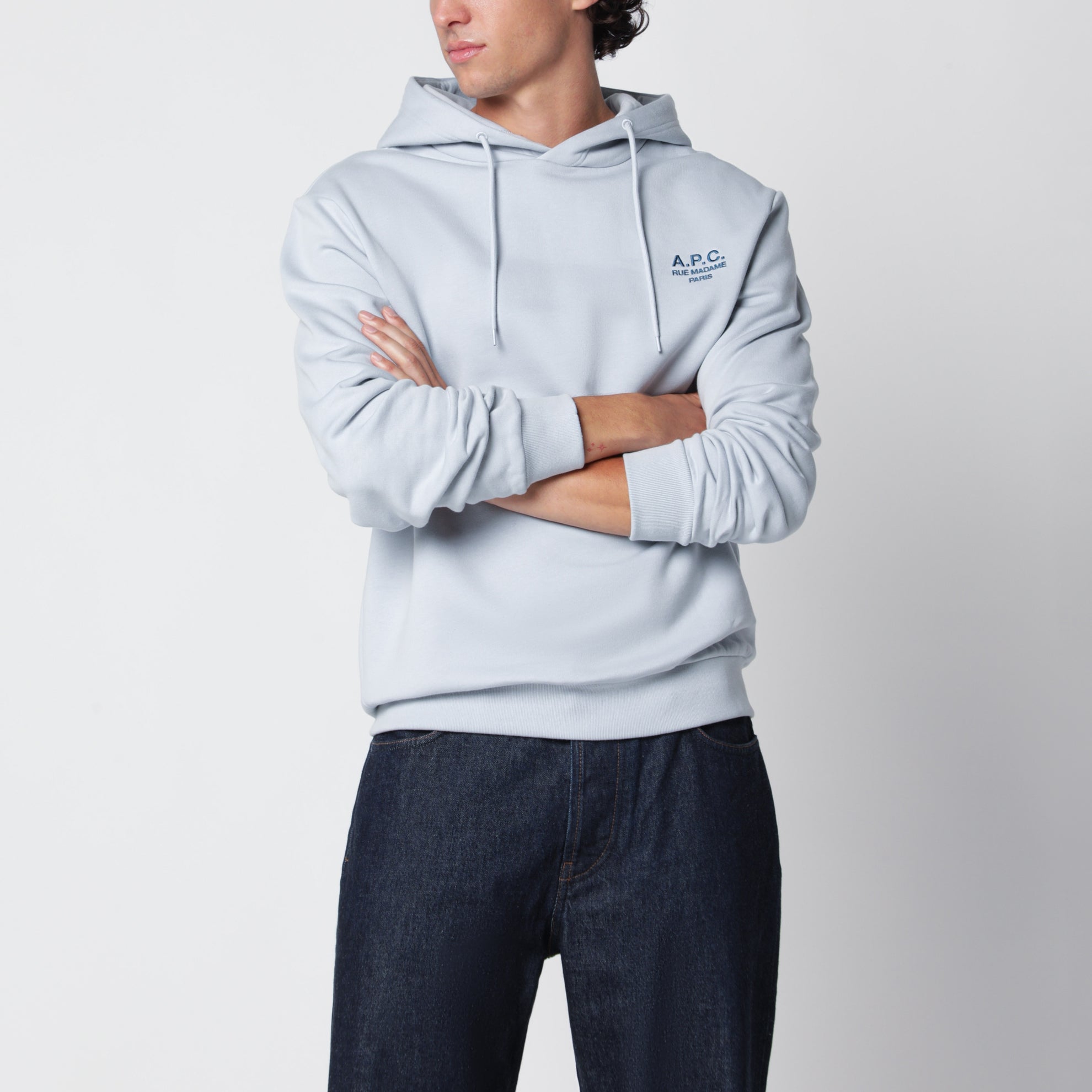 Blauer Baumwollhoodie