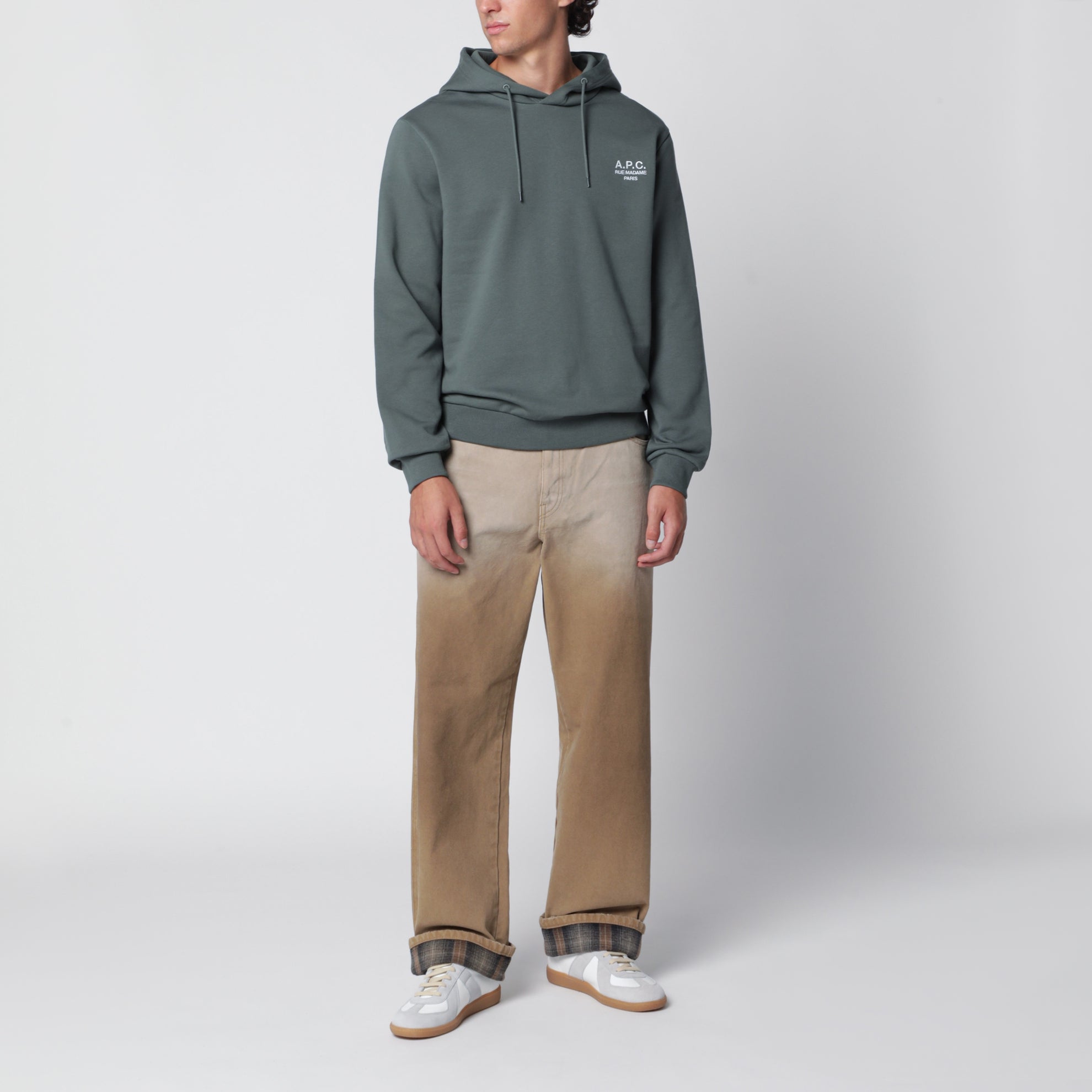 Sweat à capuche en coton vert