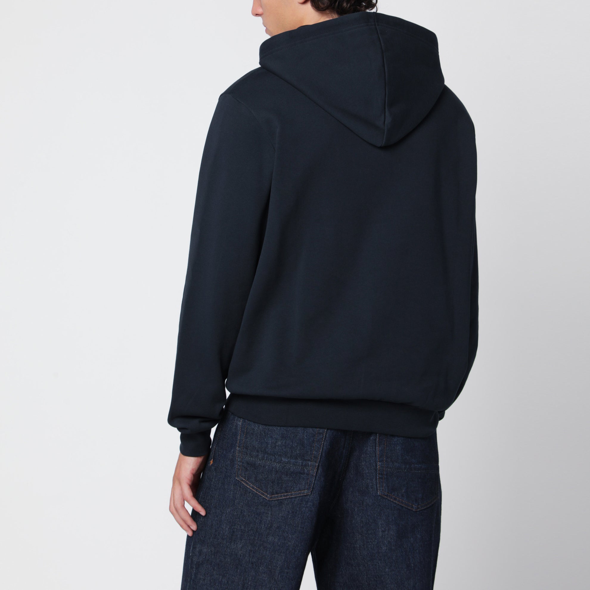 Sweat à capuche en coton bleu marine