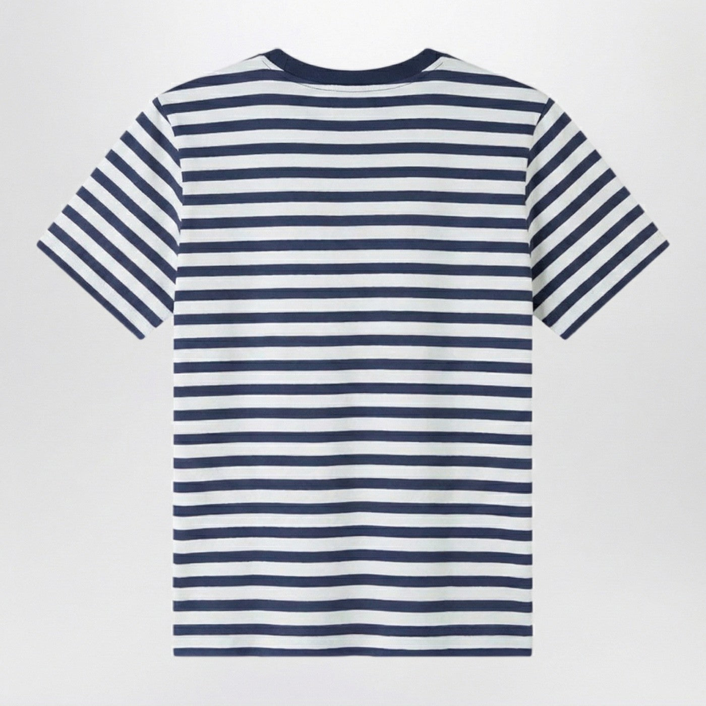 Striped blue and white crew-neck T-shirt
