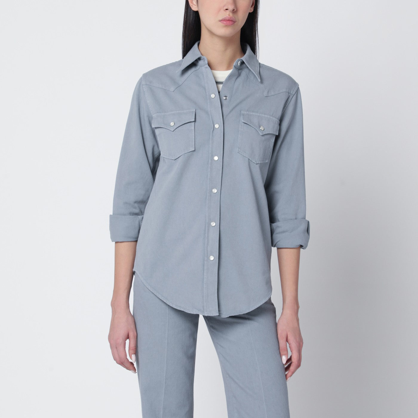 Blue-grey cotton shirt