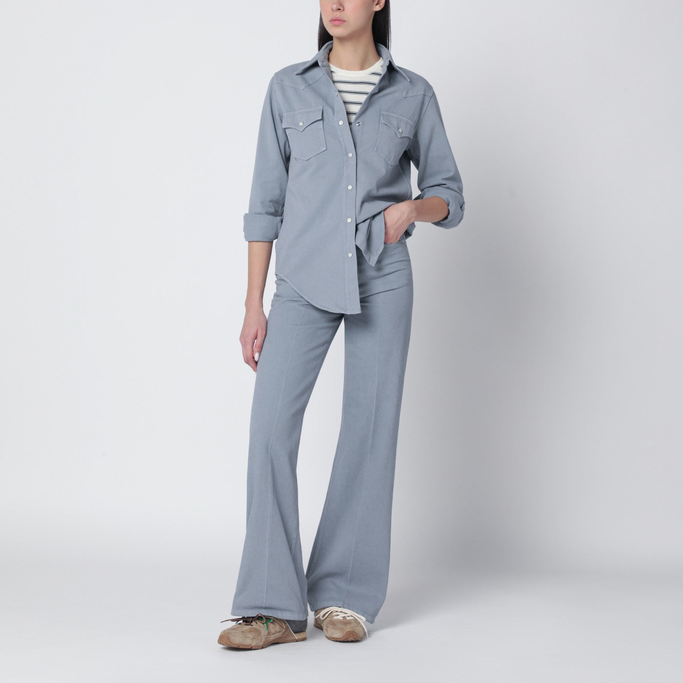 Blue-grey cotton shirt