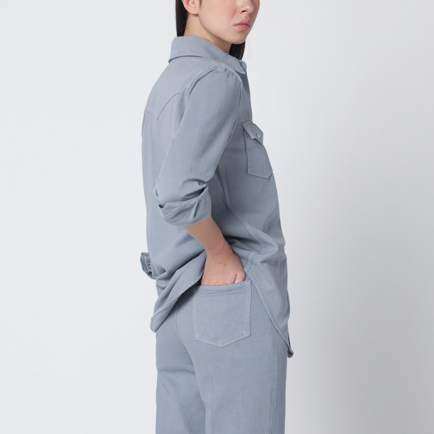Blue-grey cotton shirt